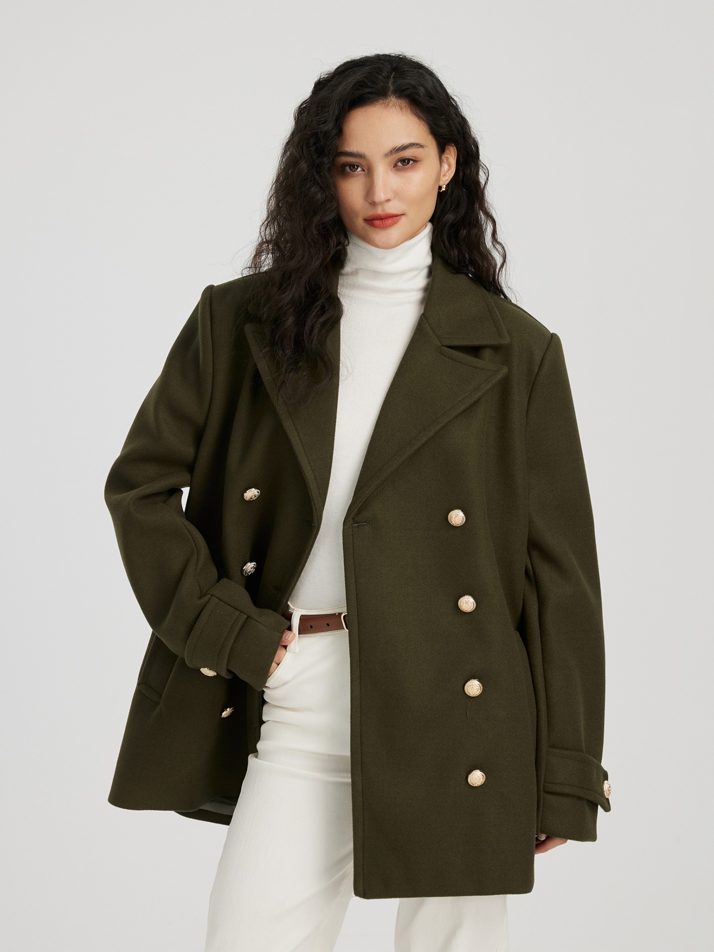 Olive green store wool coat