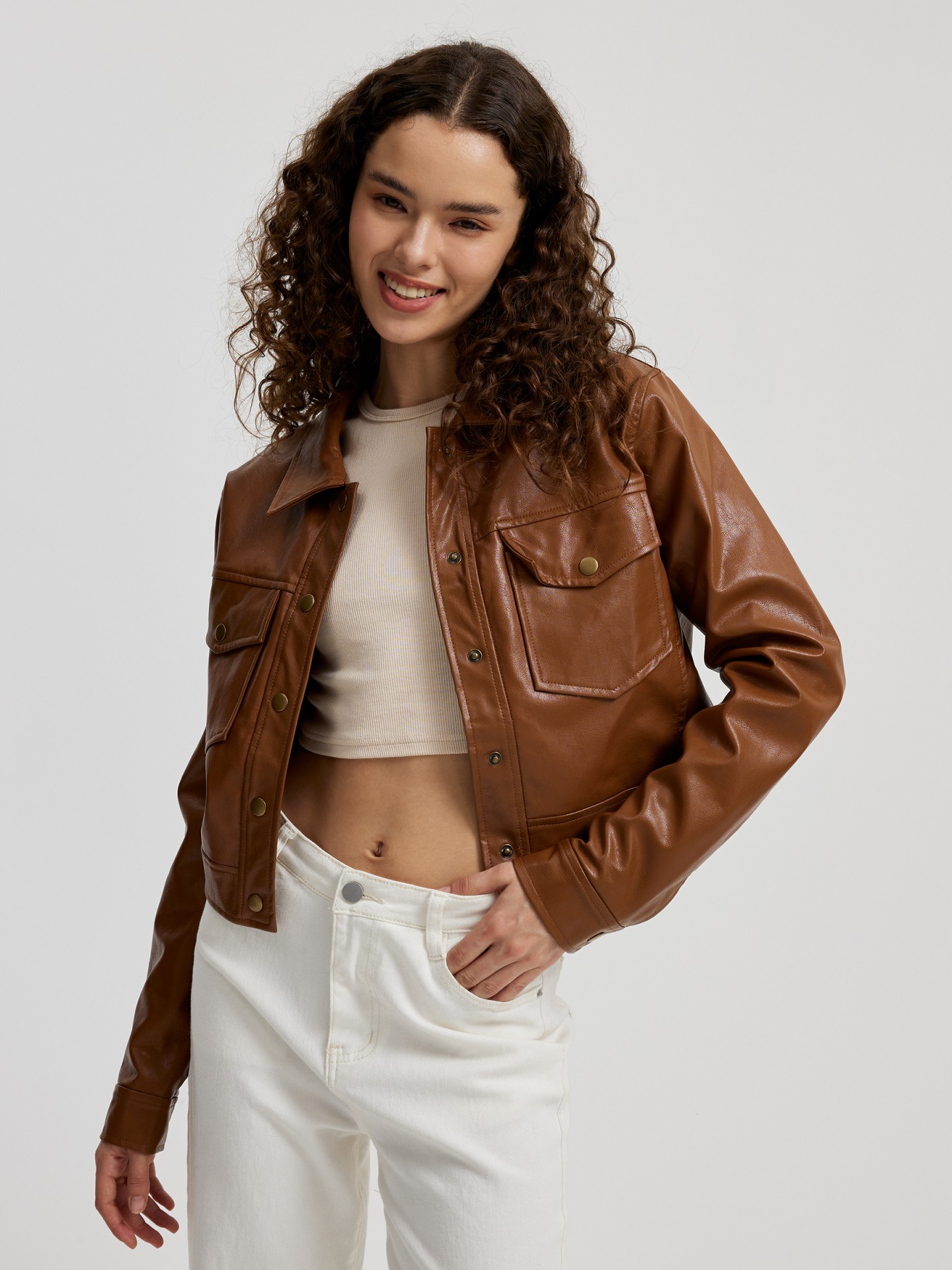 Bershka on sale leather shirt