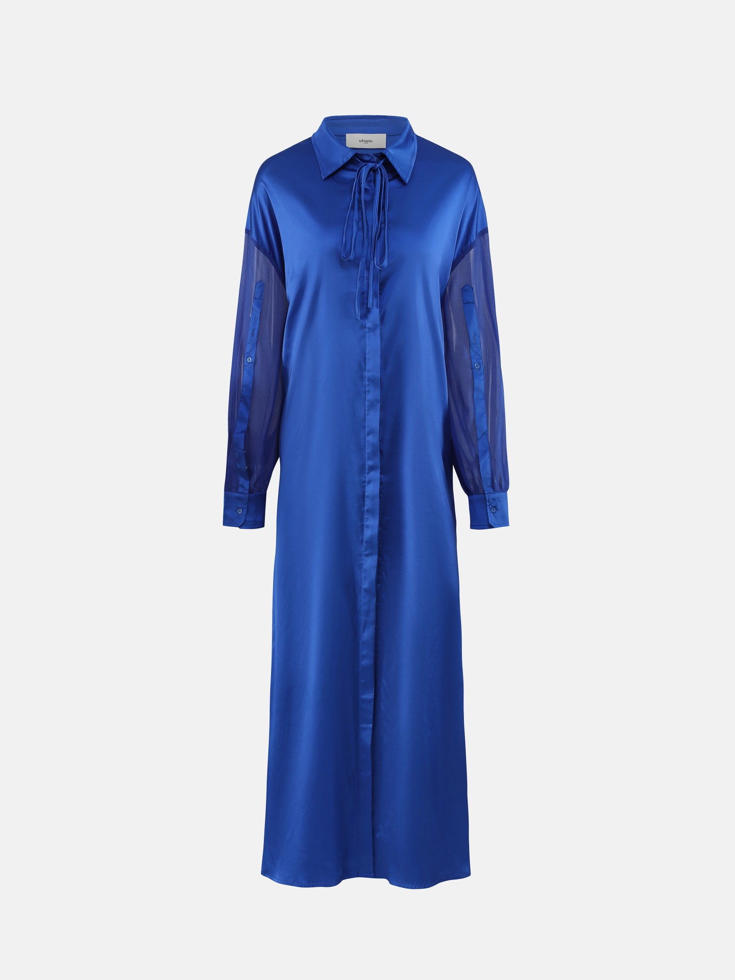 Long Oversized Satin Top with Ties