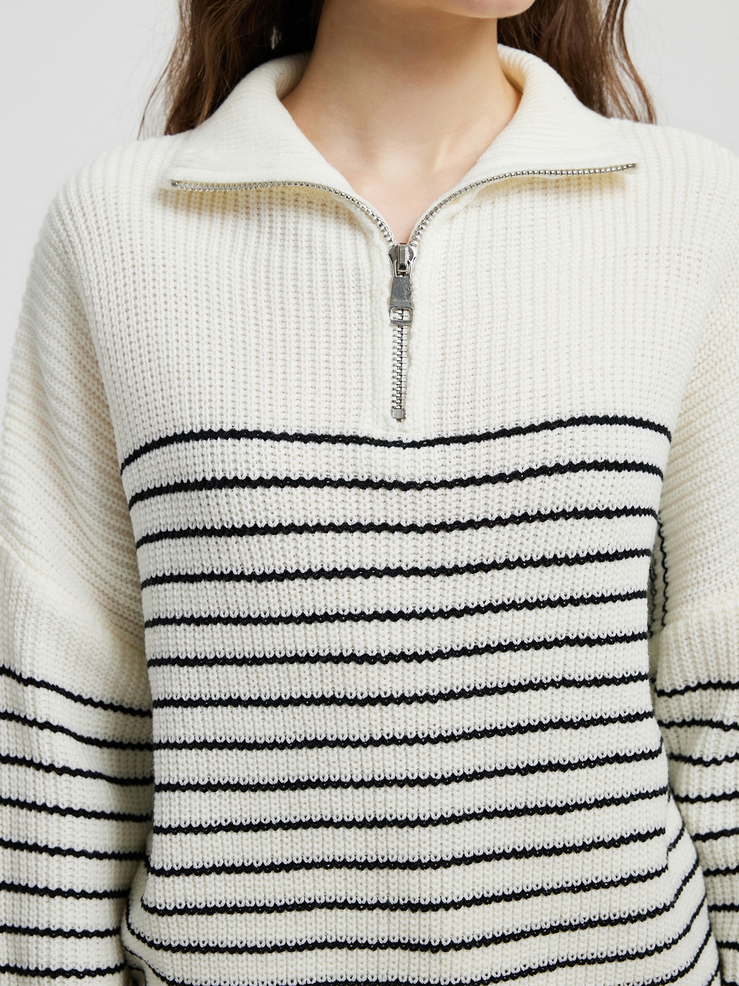 Zip-up Knit Pullover