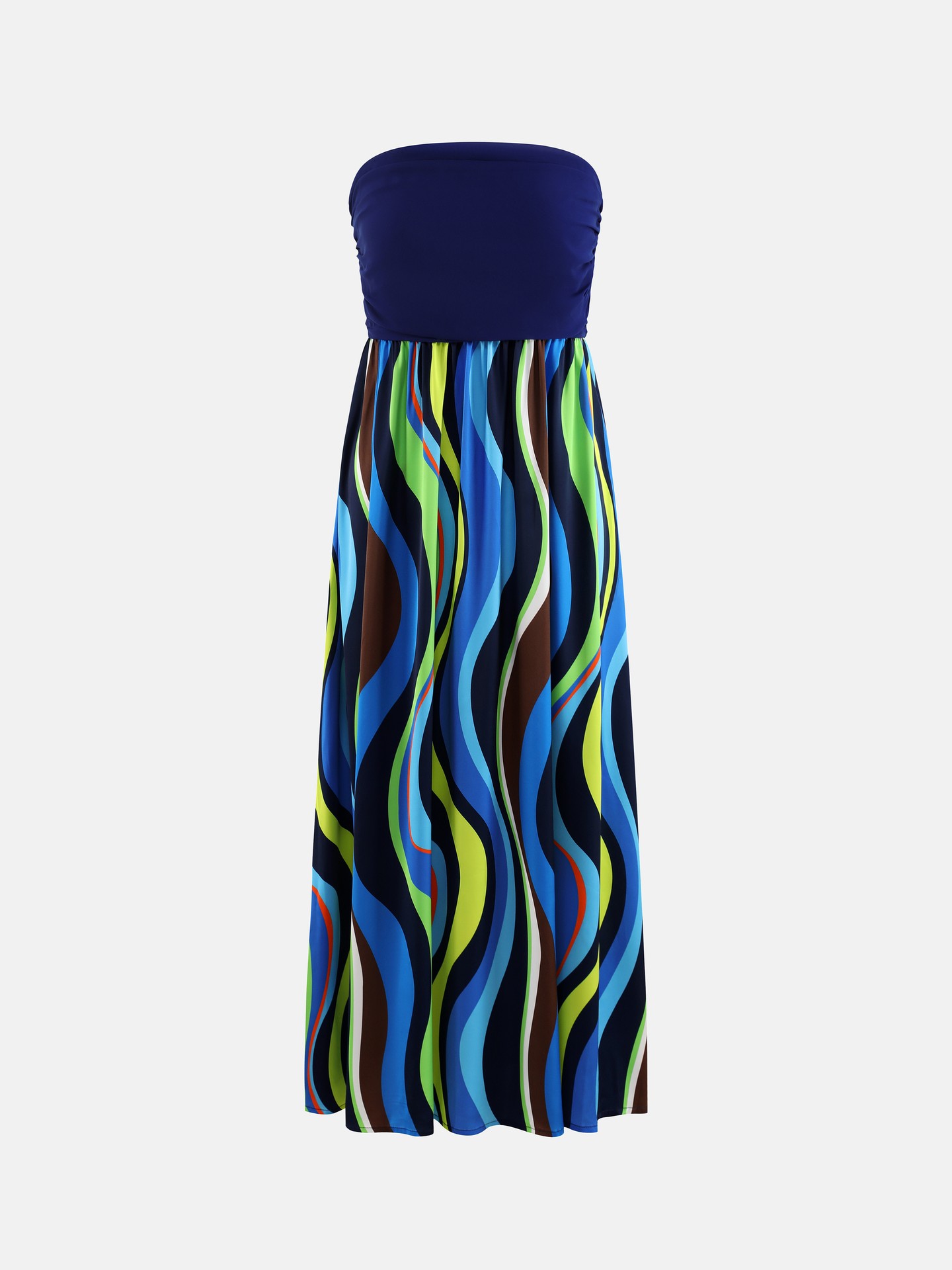 Satin Block Print Tube Dress
