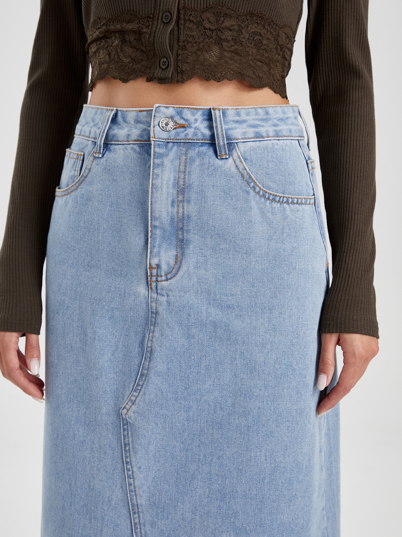 A-line Long Denim Jean Skirt - No Slit – Inherit Co.