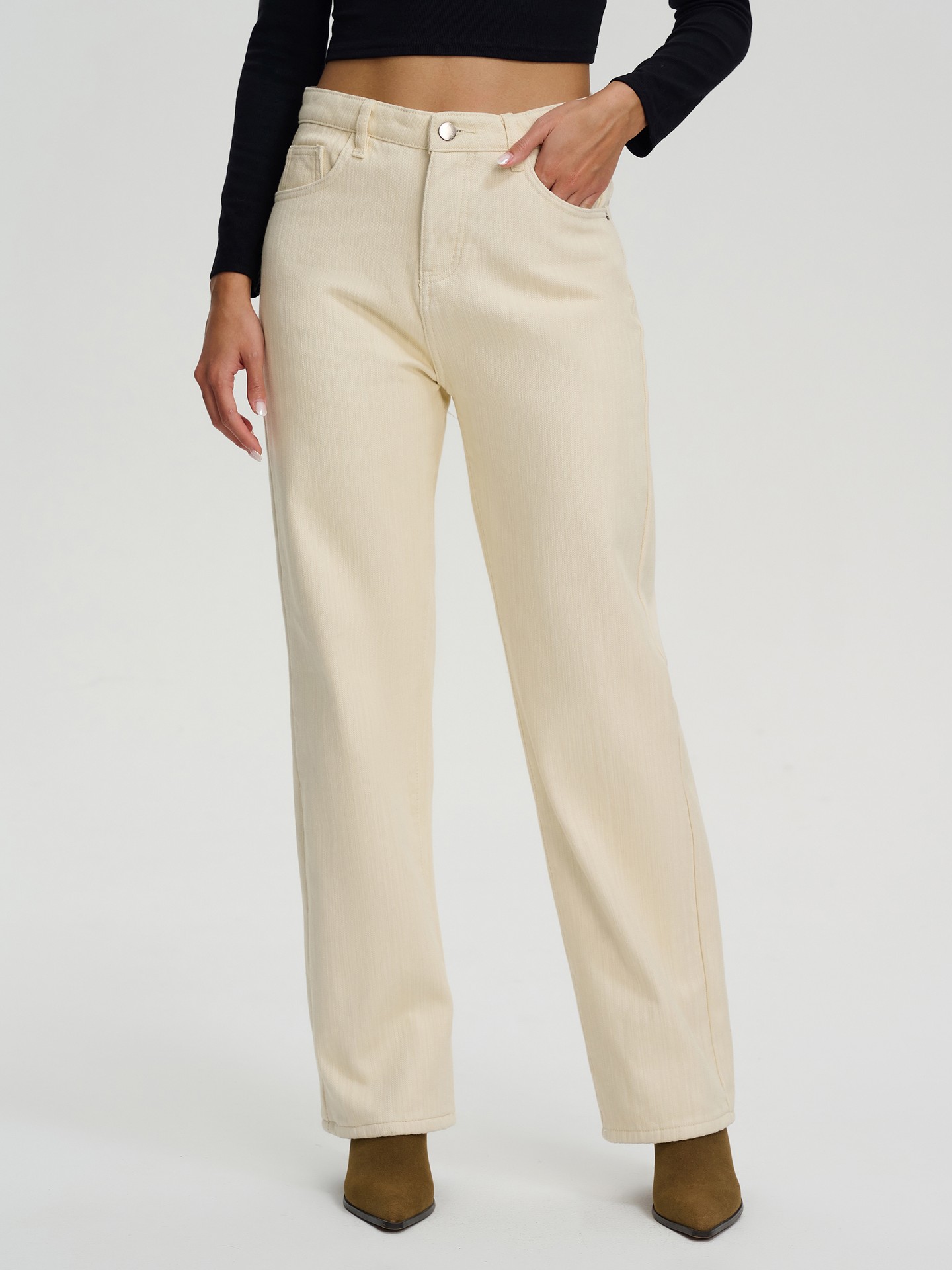 Fleece lined wide leg pants hot sale