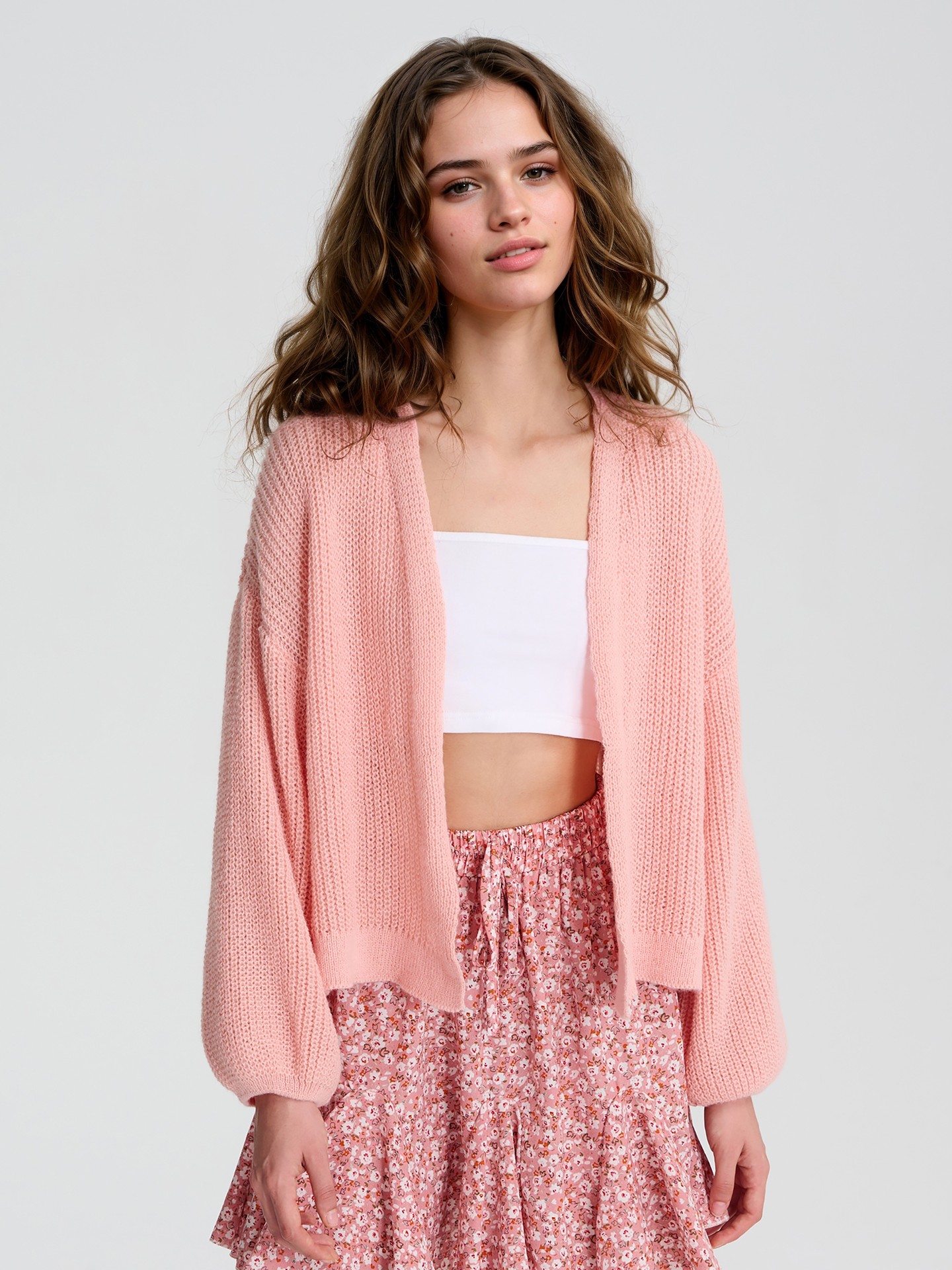 Light pink long cardigan on sale sweater