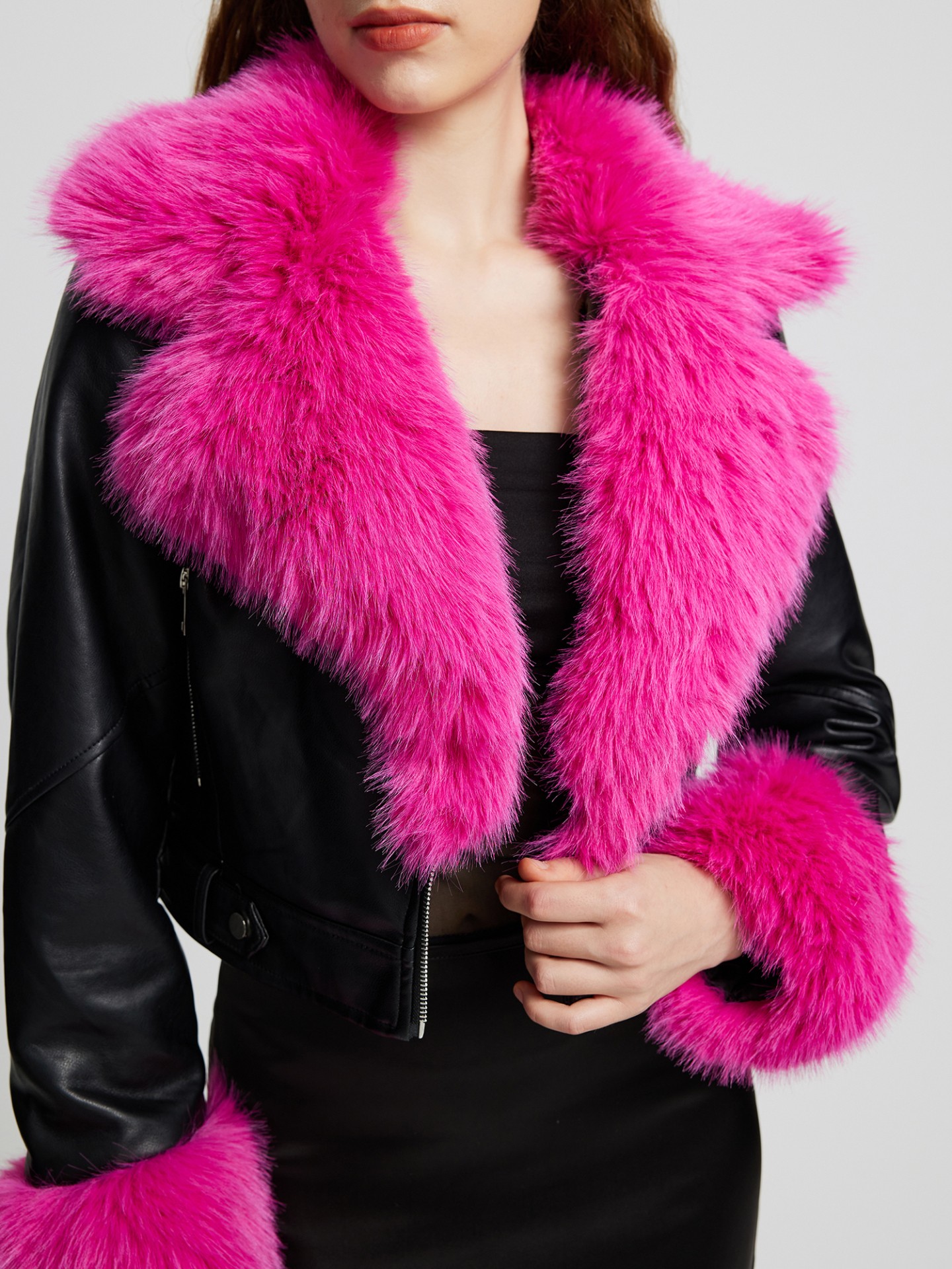 Patchwork faux 2024 fur jacket