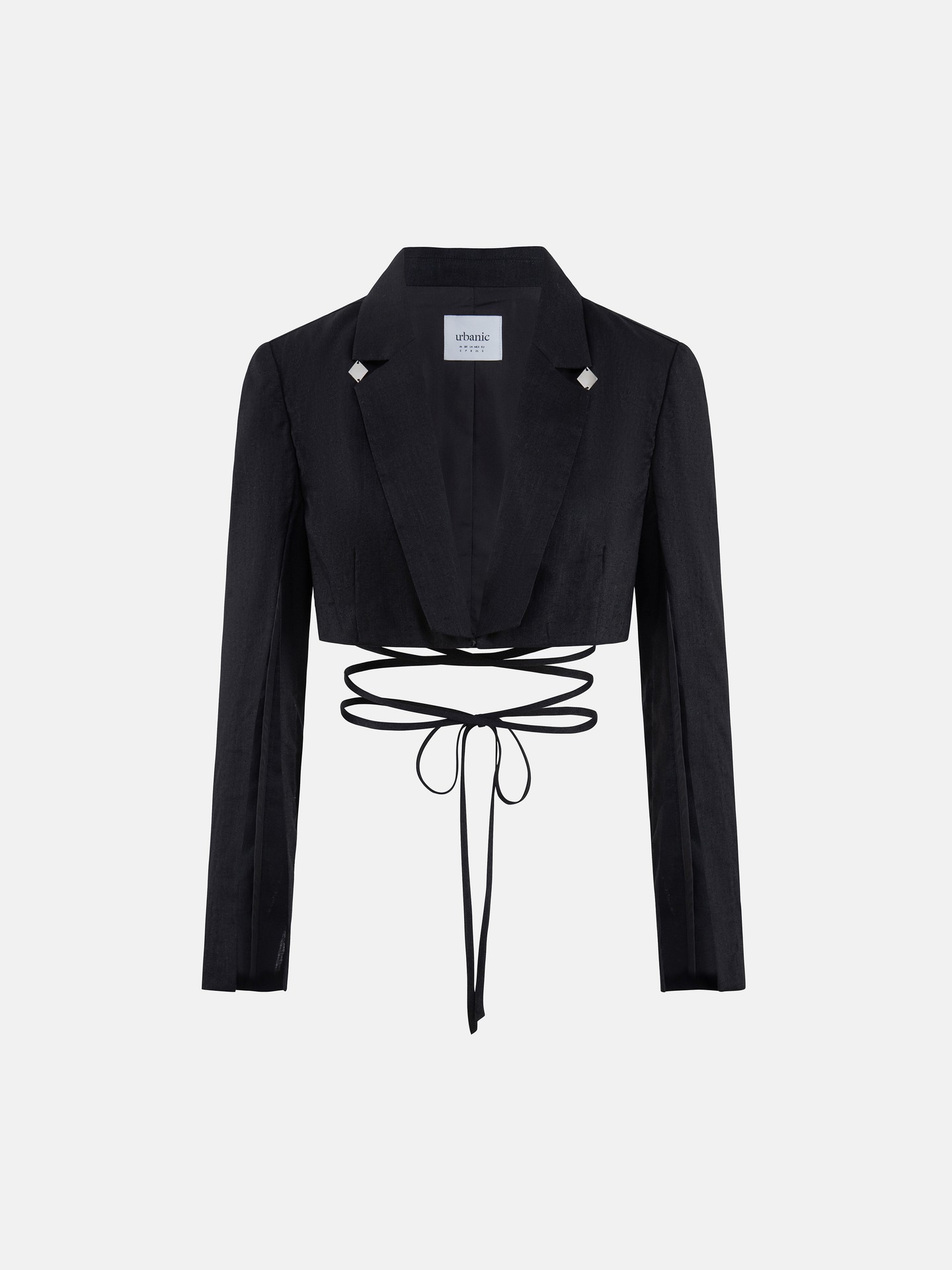 Oversized Ramie Blend Blazer with Metal Details