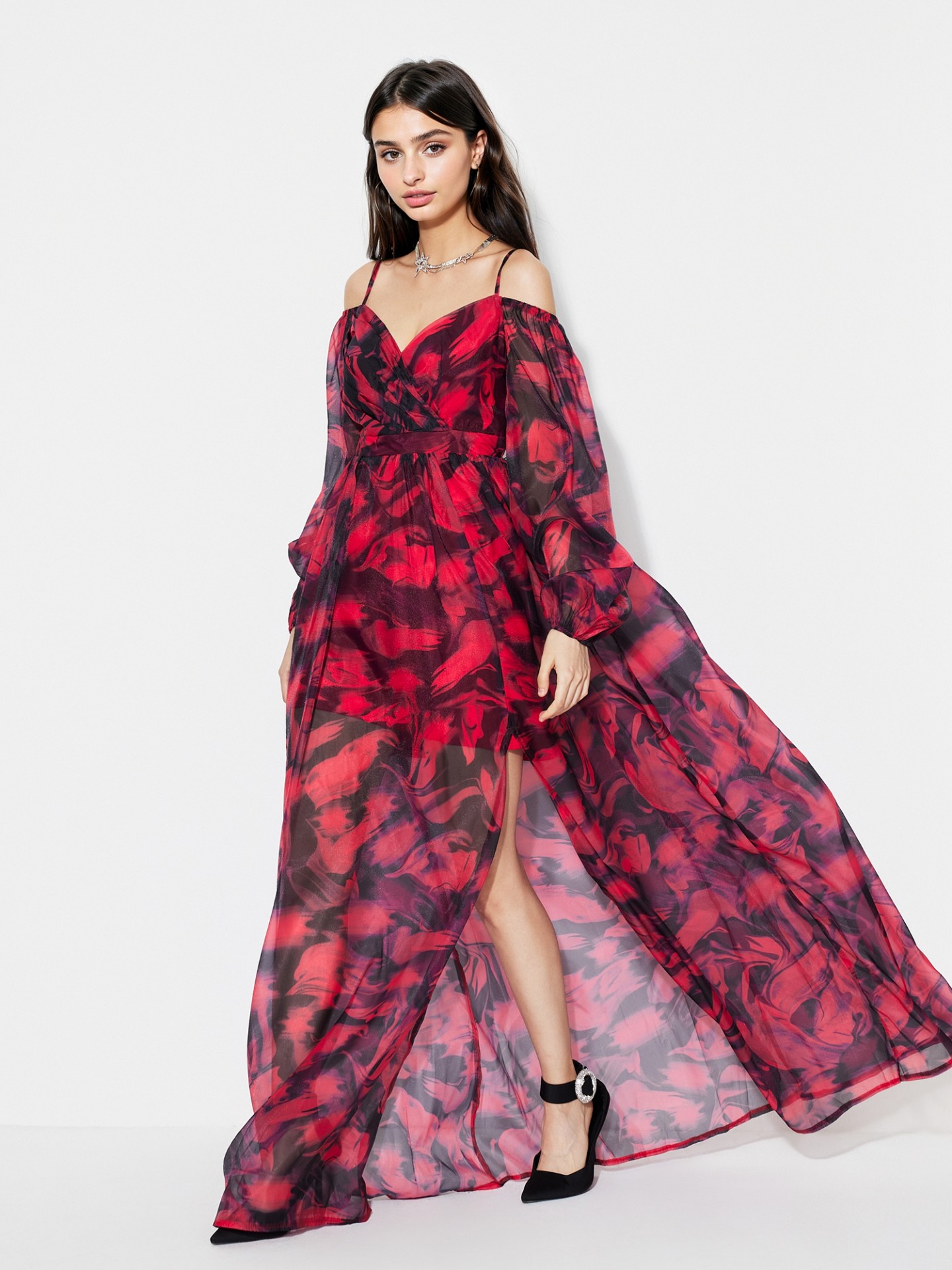 Off Shoulder Slit Cocktail Dress