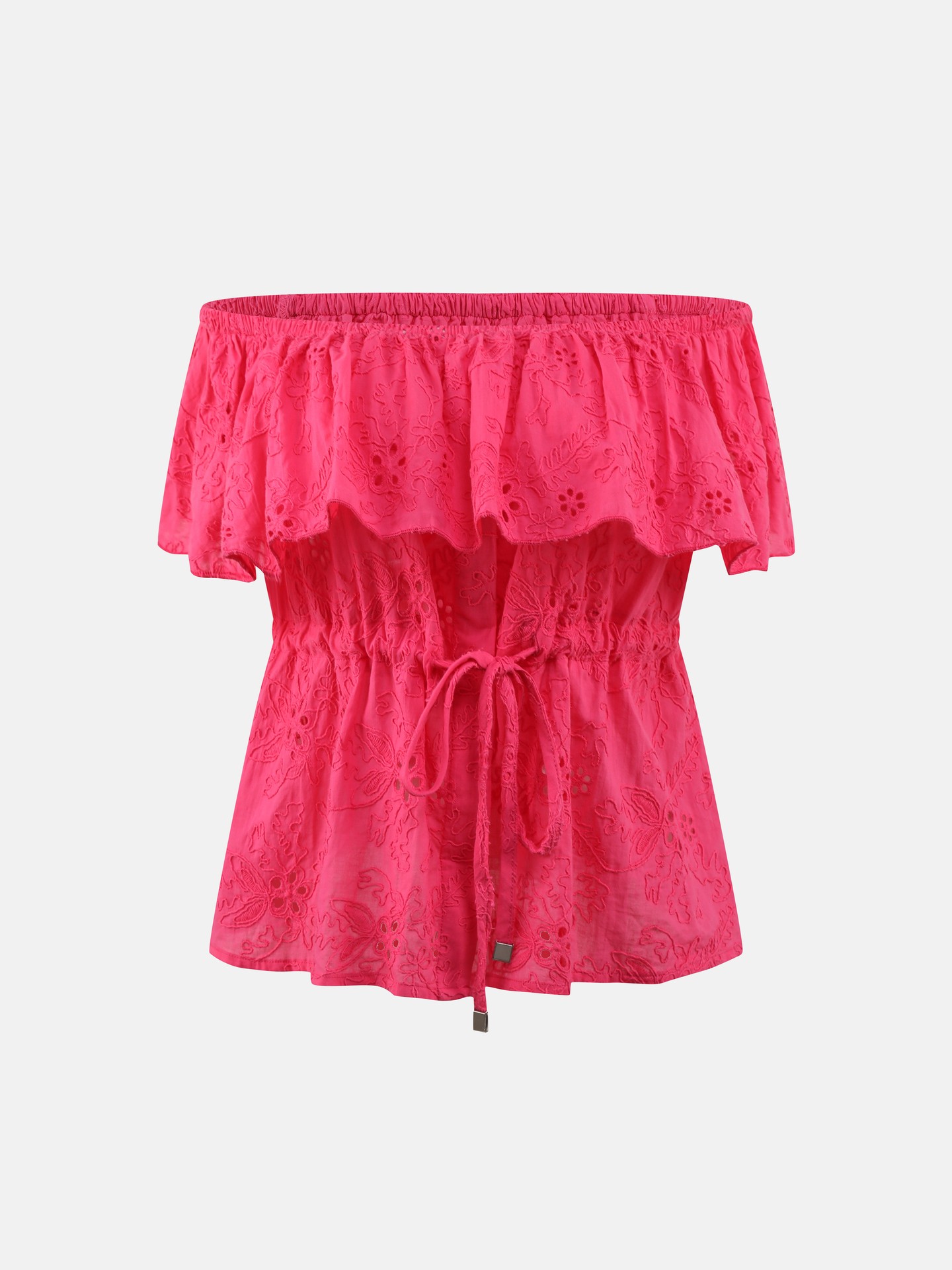 Cutwork Embroidery Off-Shoulder Top