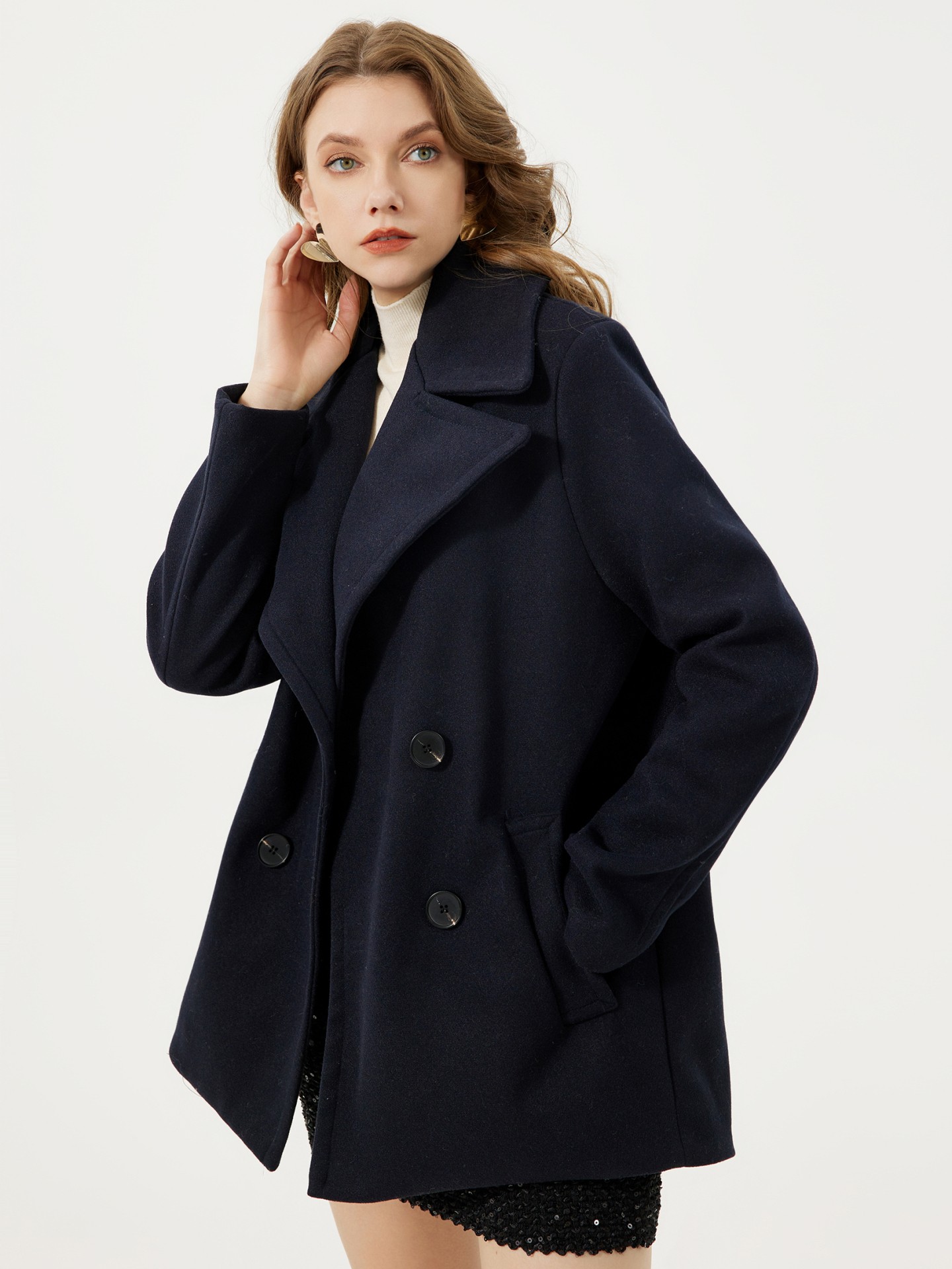 Womens wool look on sale coat