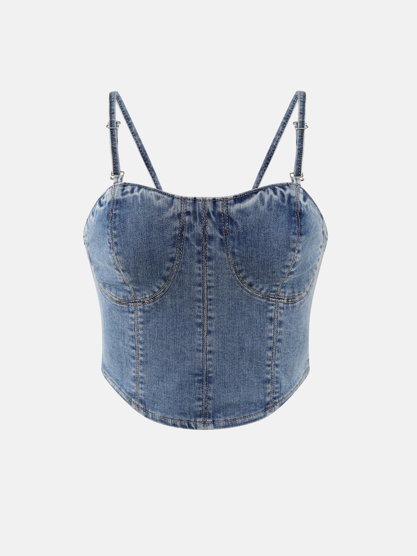 Adjustable Shoulder Strap Denim Top
