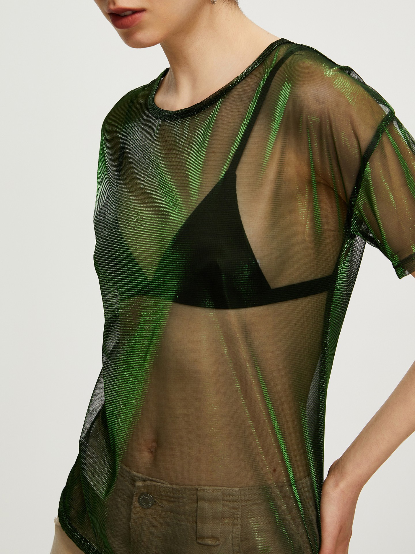 metallic sheer shirt
