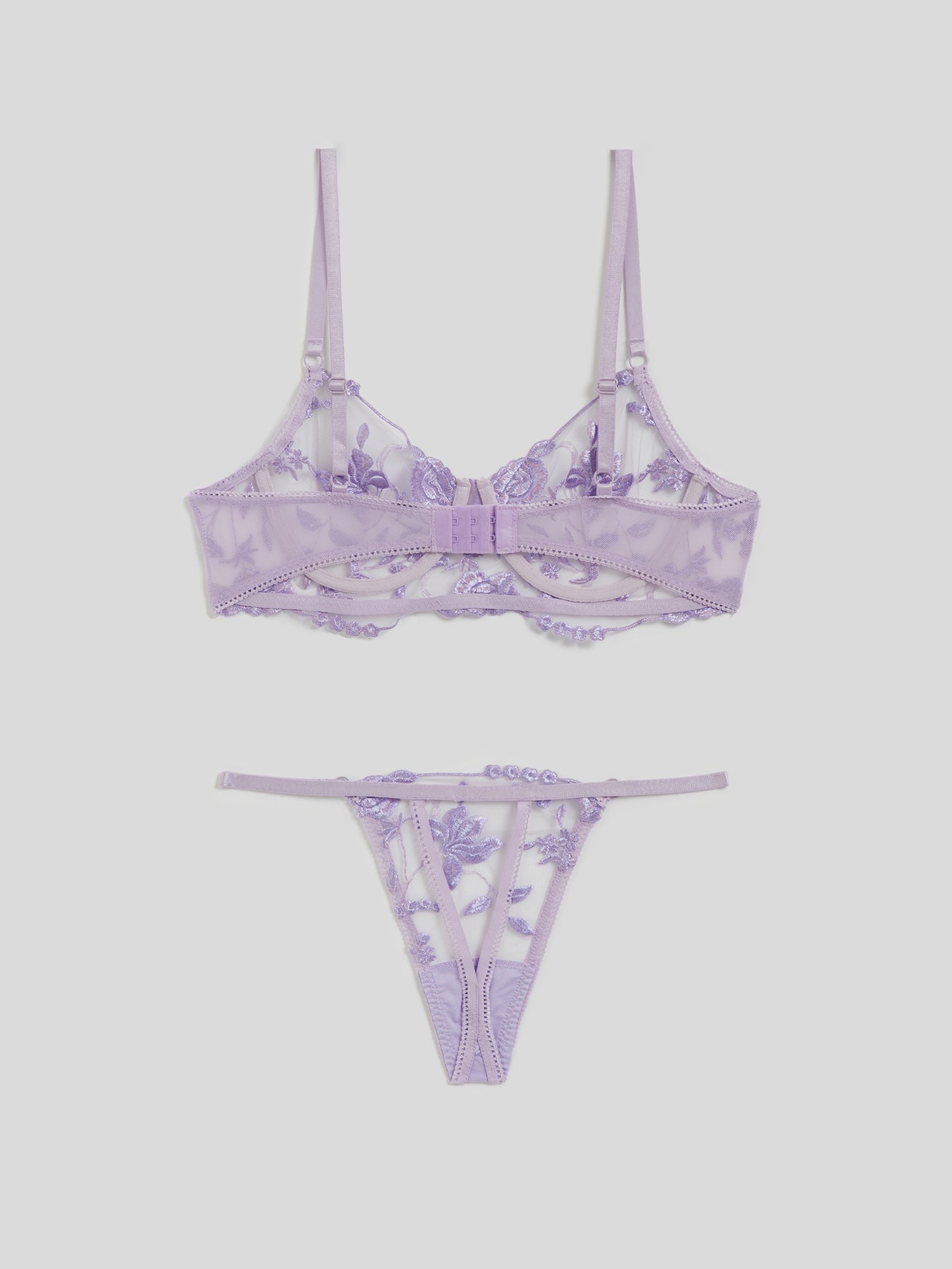 SHEIN Contrast Lace Underwire Bra Medium Lavender - Lets Buy That