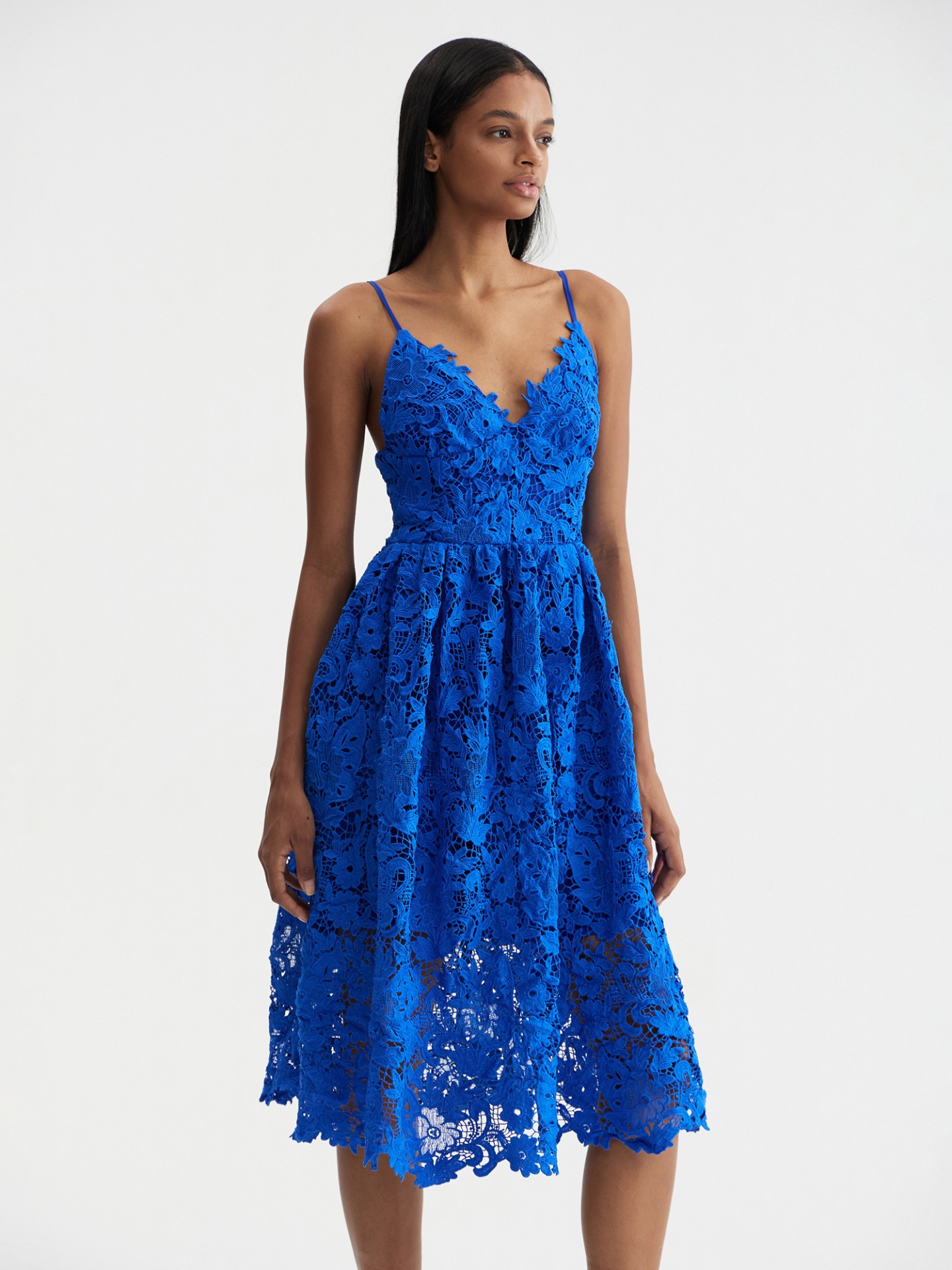 Lace-trimmed A-Line Dress