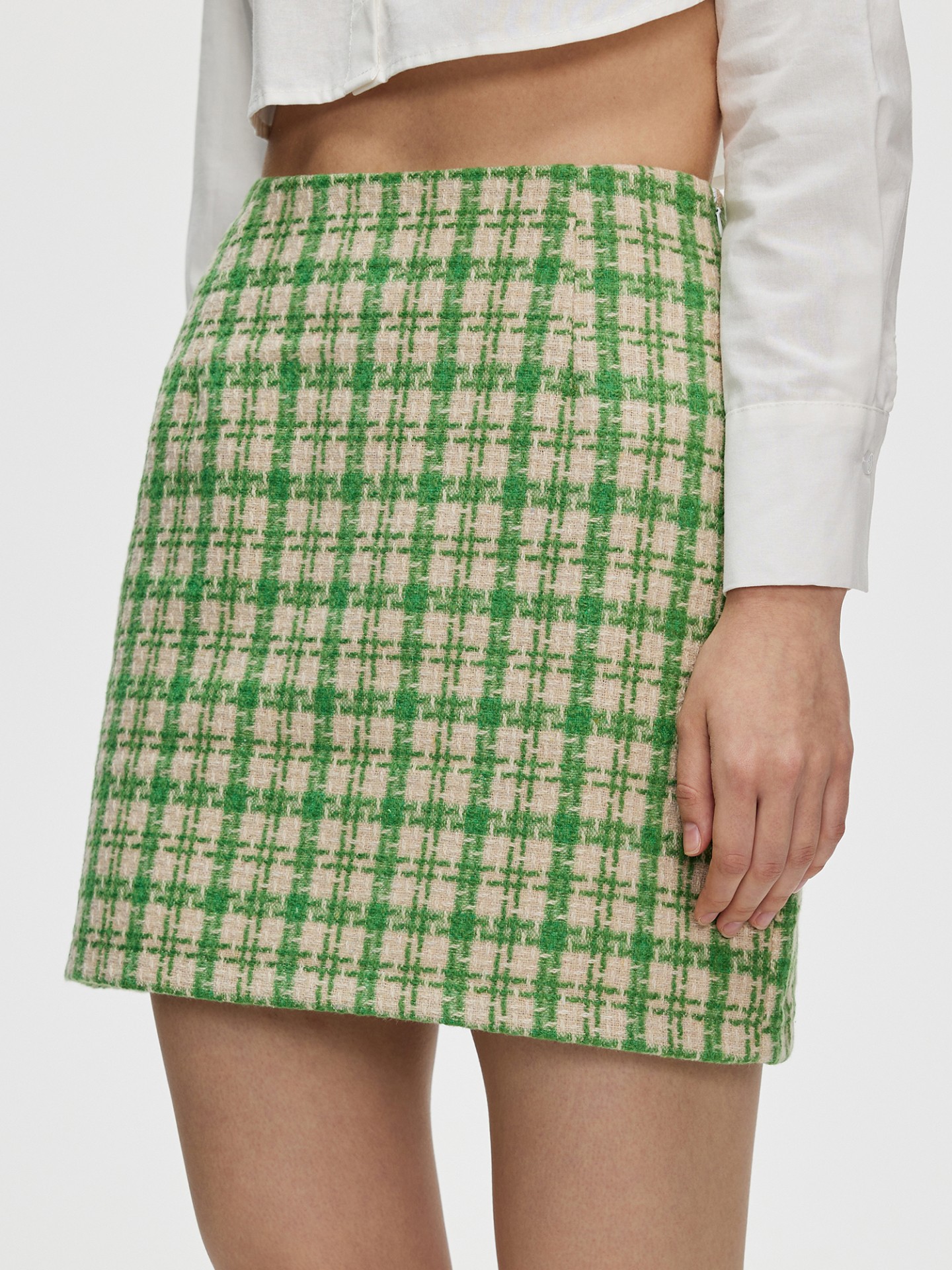 Green plaid outlet a line skirt