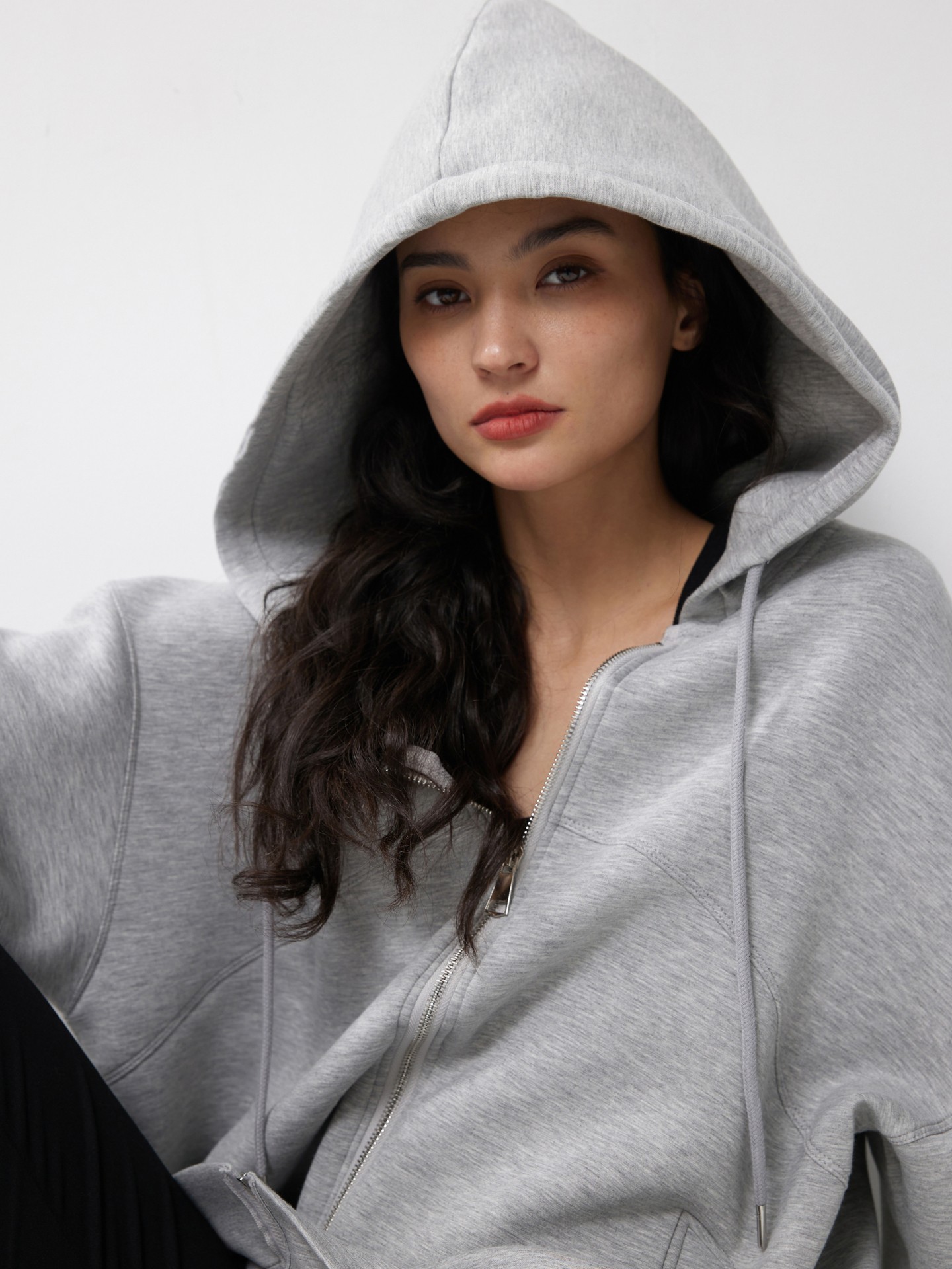 Grey hooded outlet sweatshirt