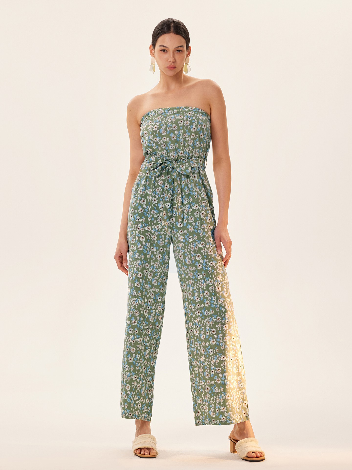 Embroidery Tube Corset Jumpsuit