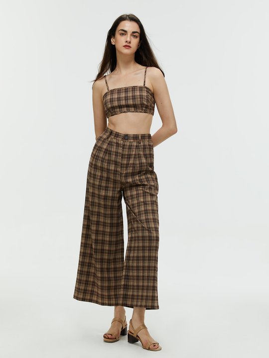 Patterned crop top and loose-fit trousers co-ord