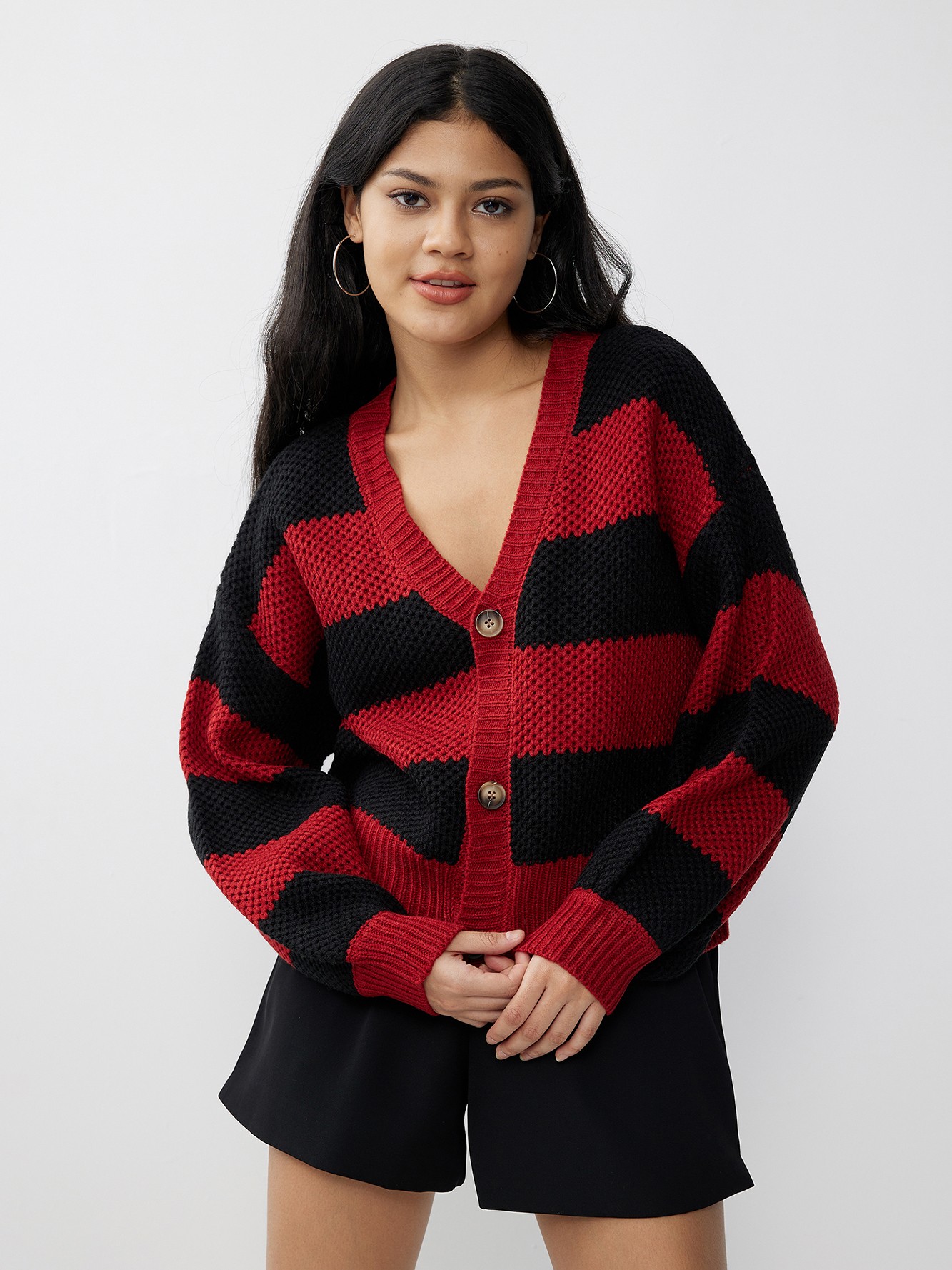 Red and black hot sale striped cardigan