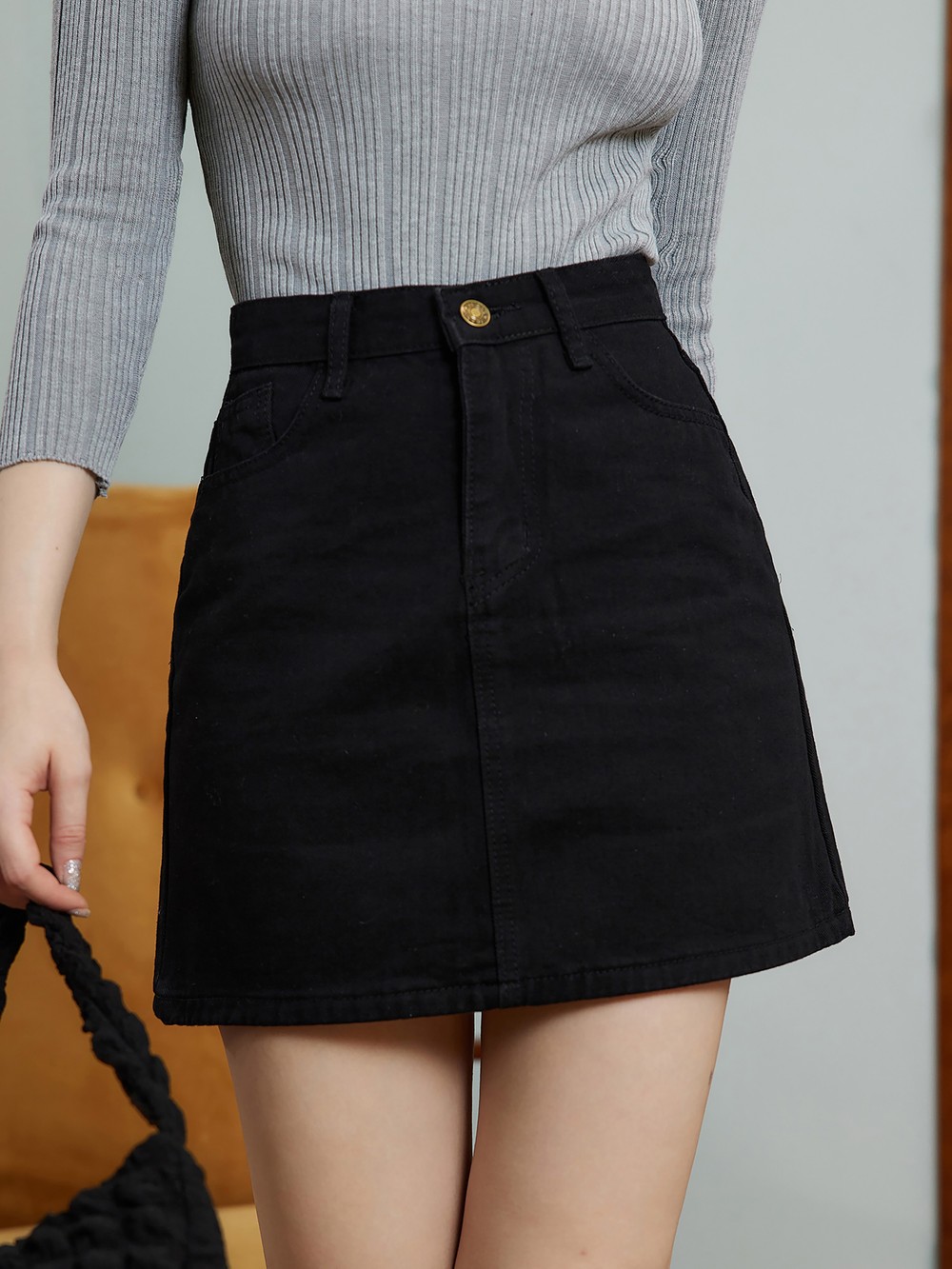 a line skirt above knee