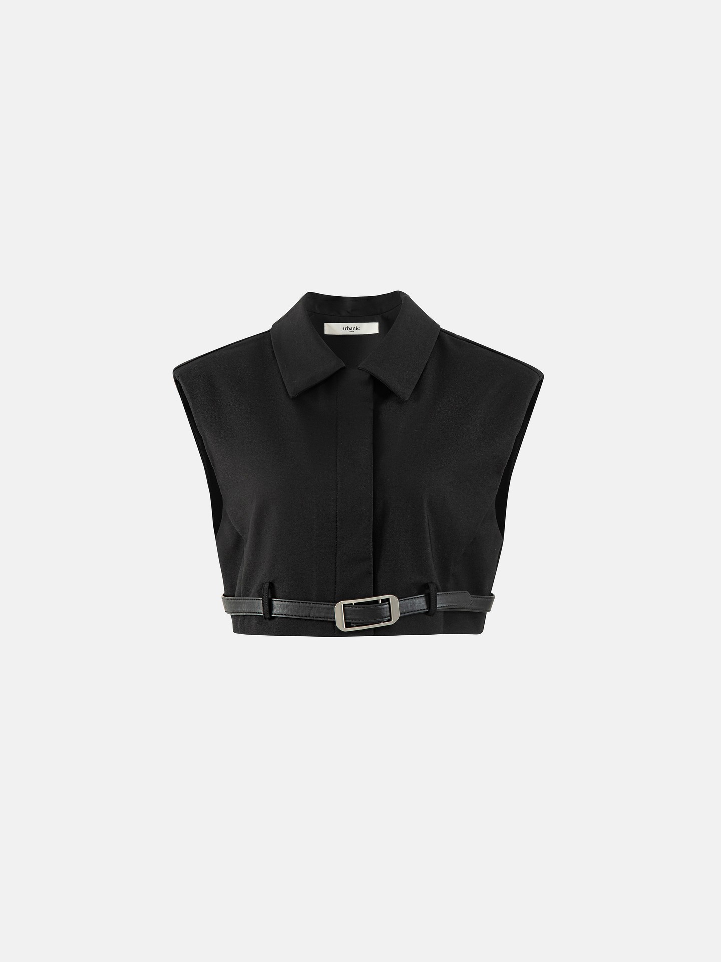 Cropped Waistcoat Top with Belt