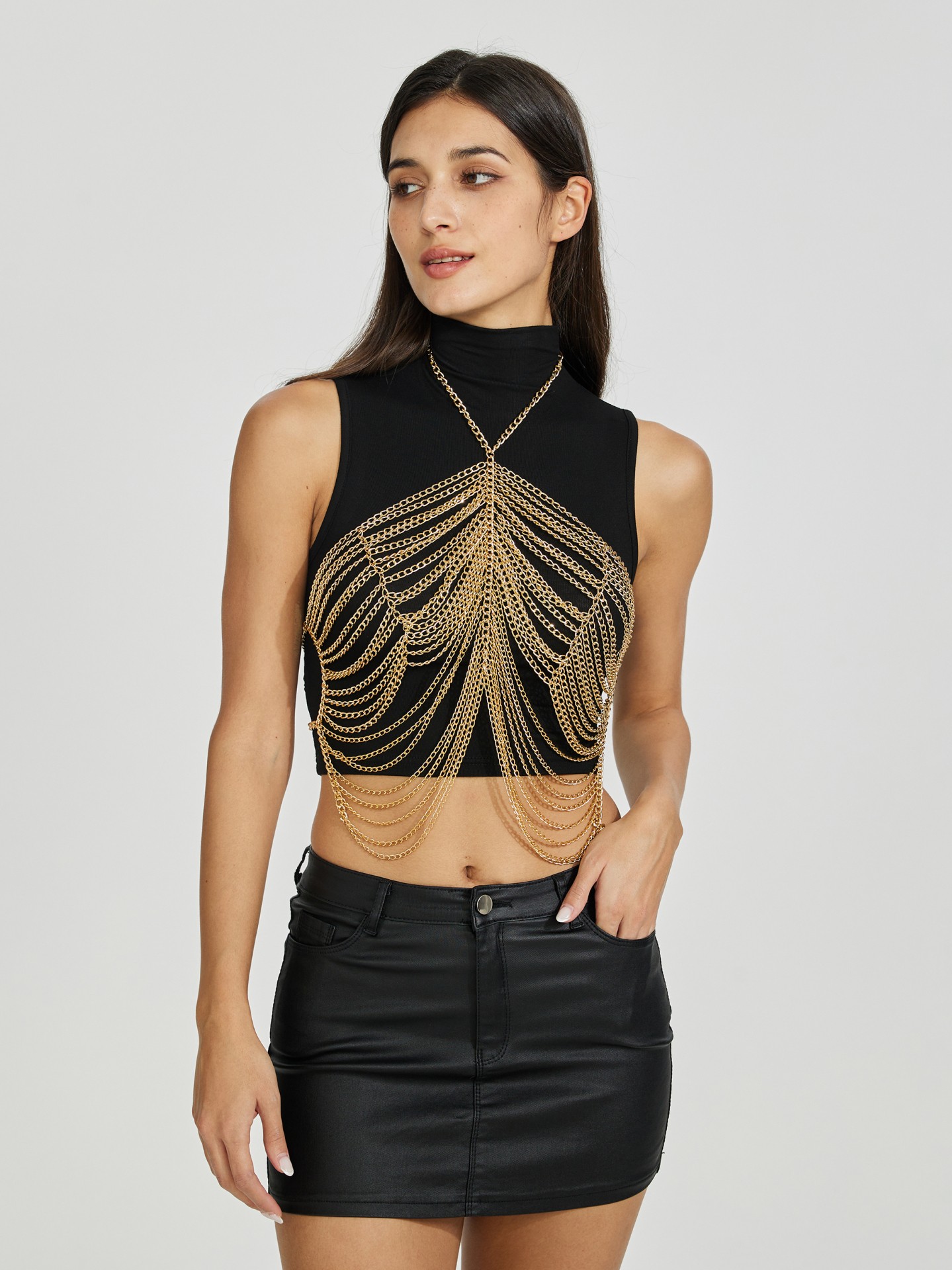 Black and gold halter clearance top