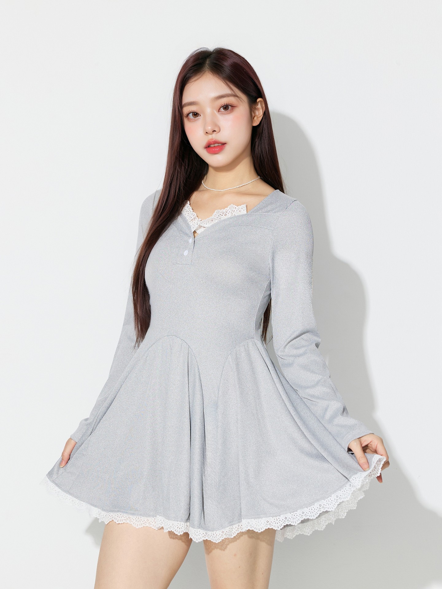 Lace-trimmed A-Line Dress