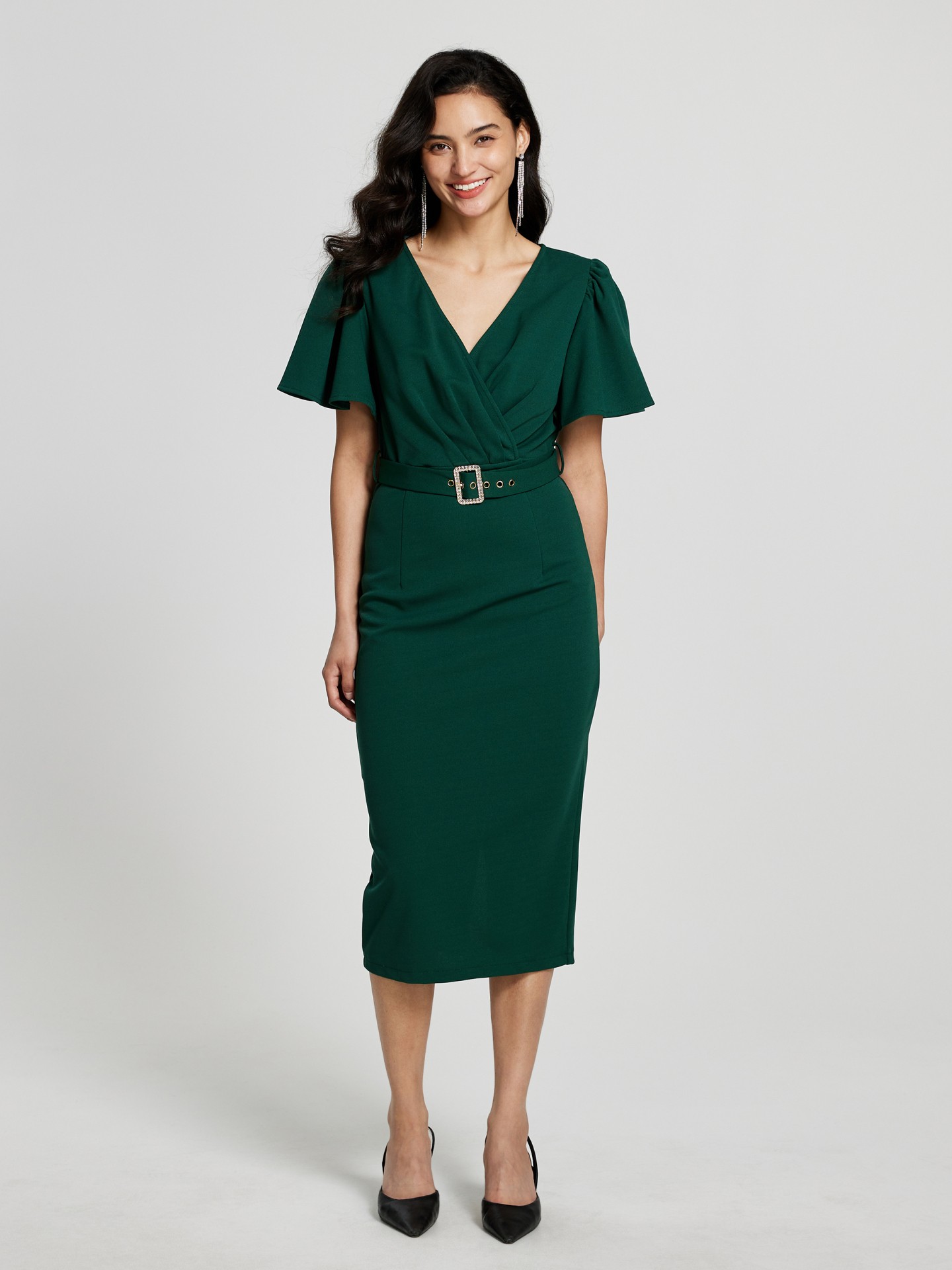 Belted sales bodycon dress