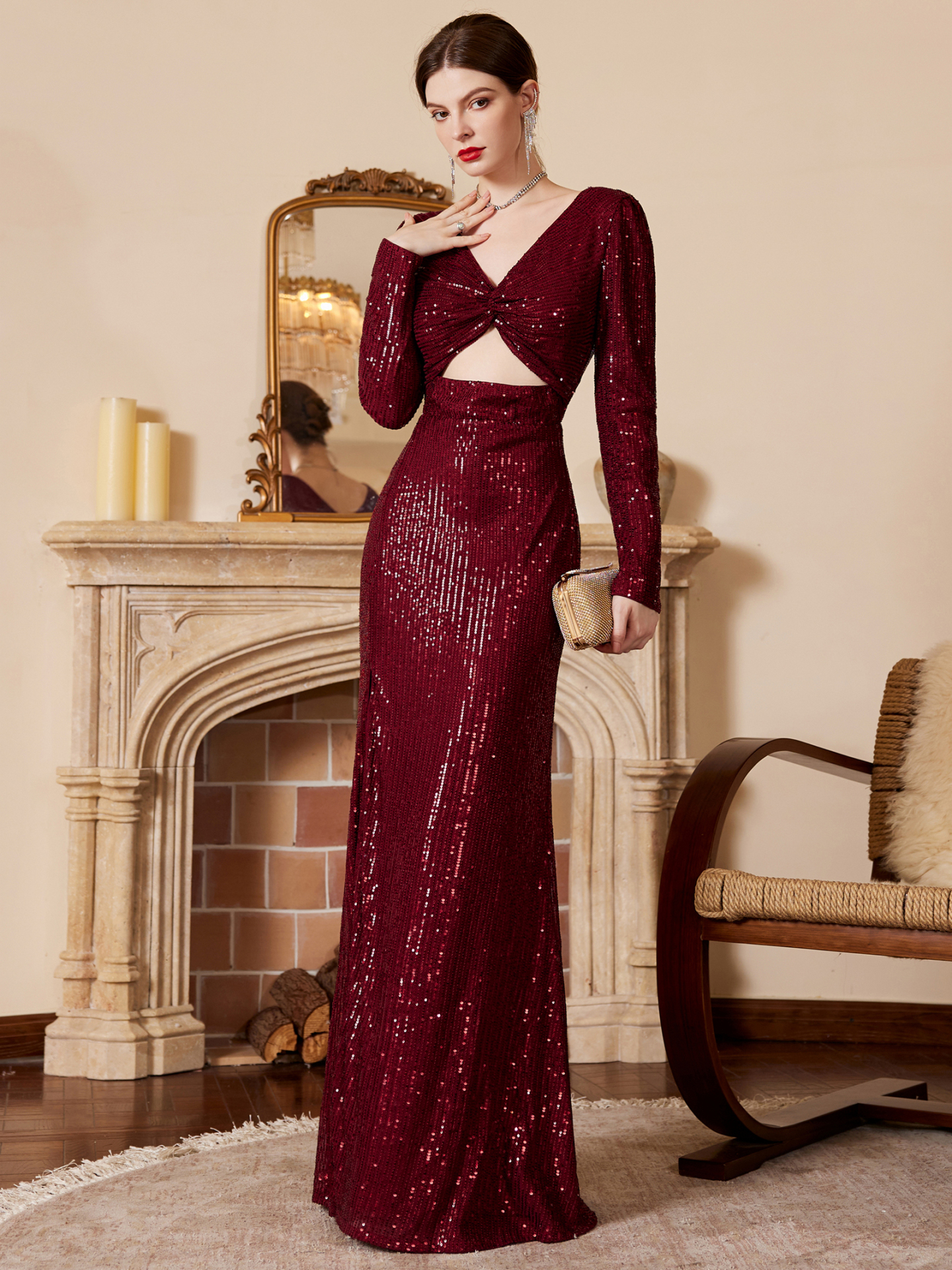 Cut Out Cocktail Dress | Formal Dresses with Cut Out, Split, Sequins |  URBANIC