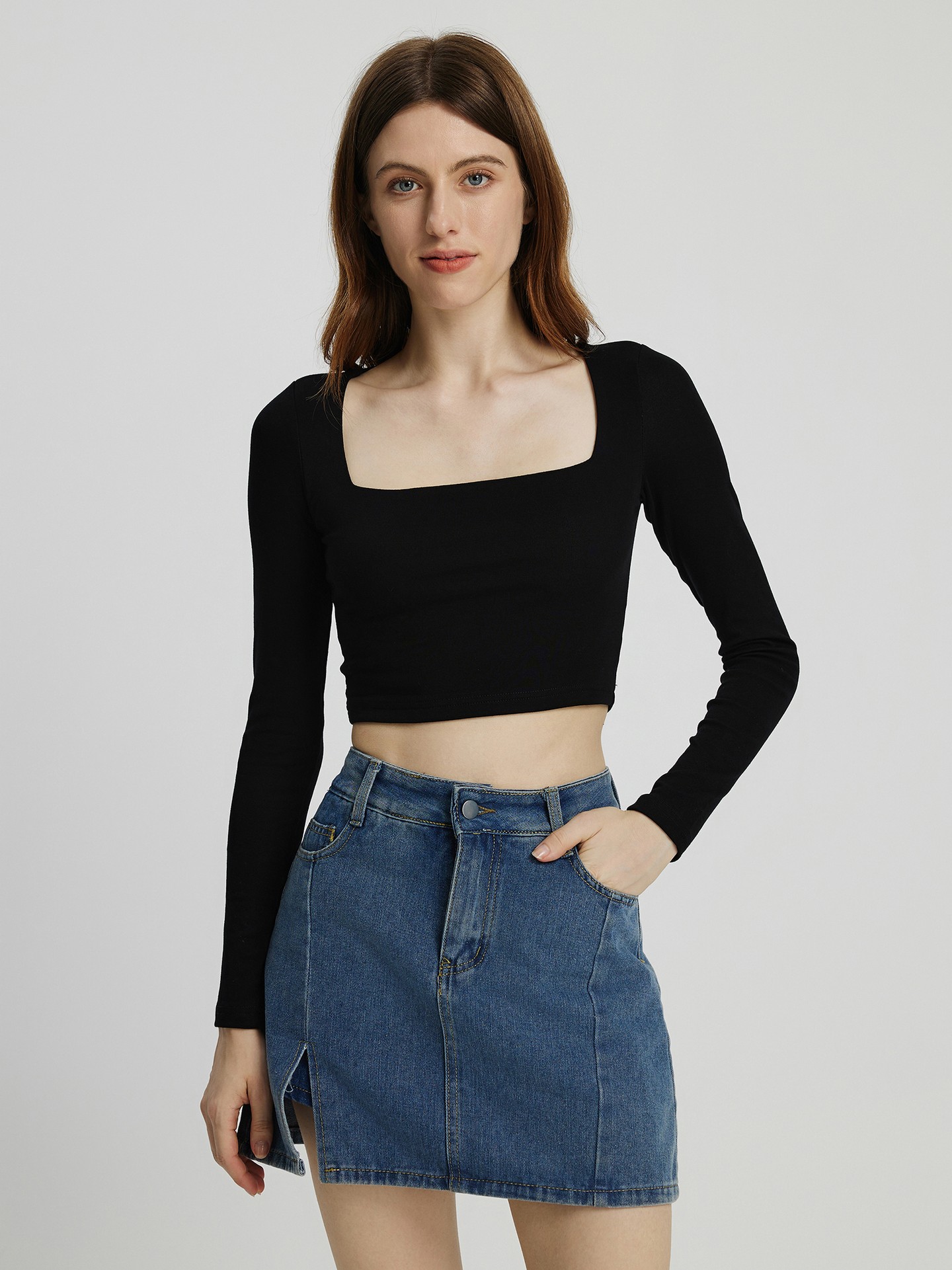 Crop tops discount de manga larga