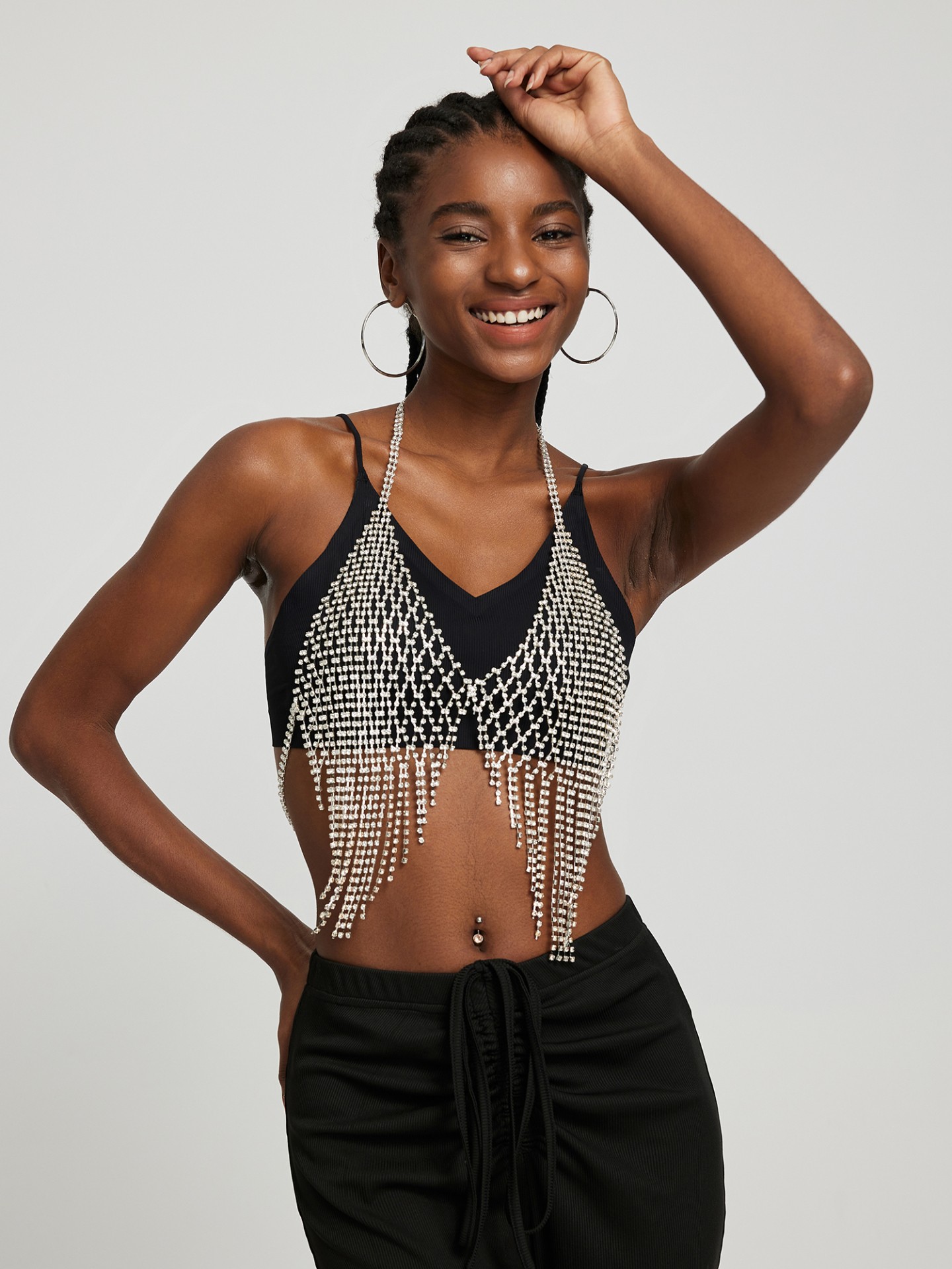 RHINESTONE FRINGE BRALETTE TOP