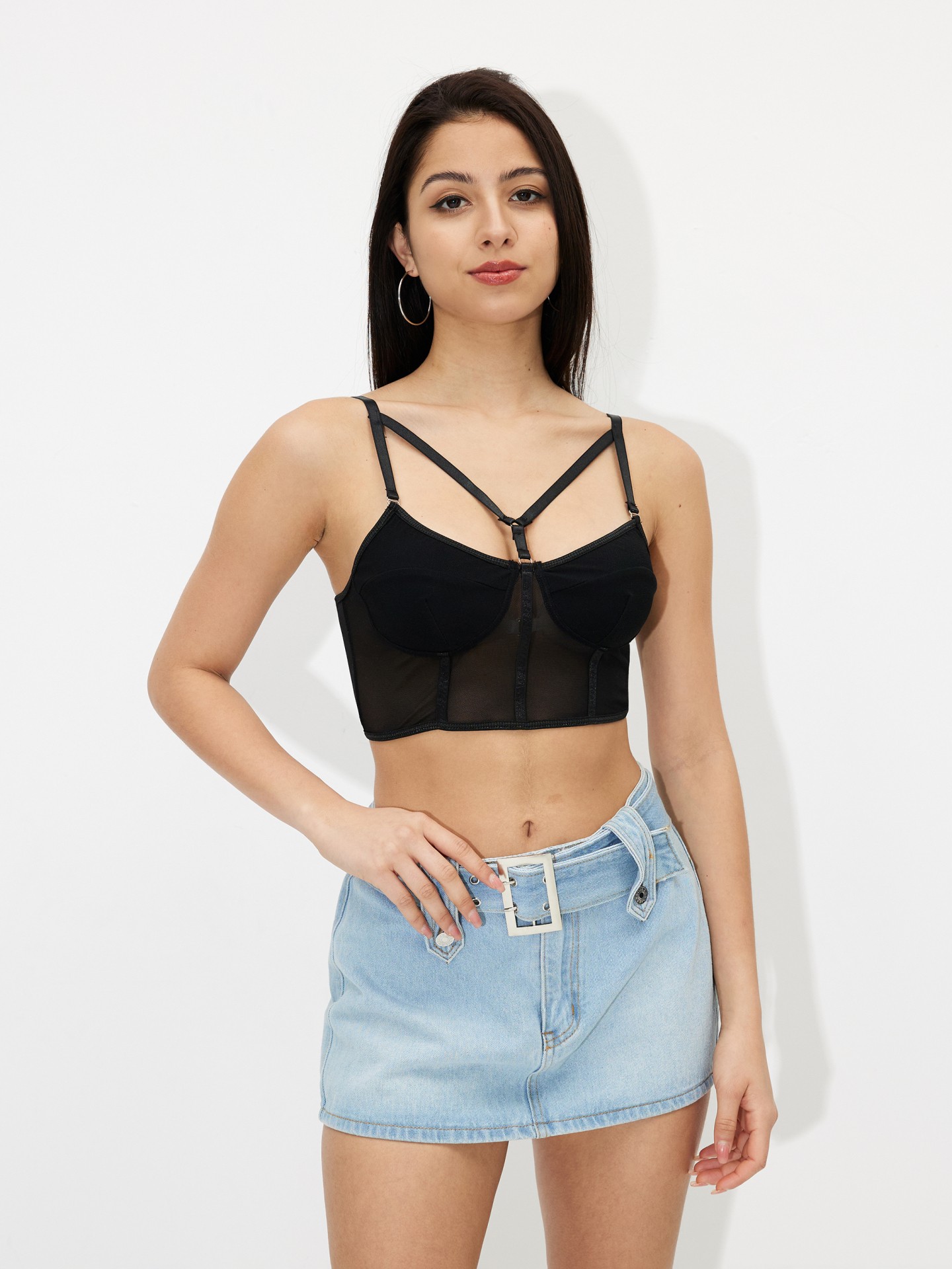 Sexy black lace bralette crop top with a sheer design instagram