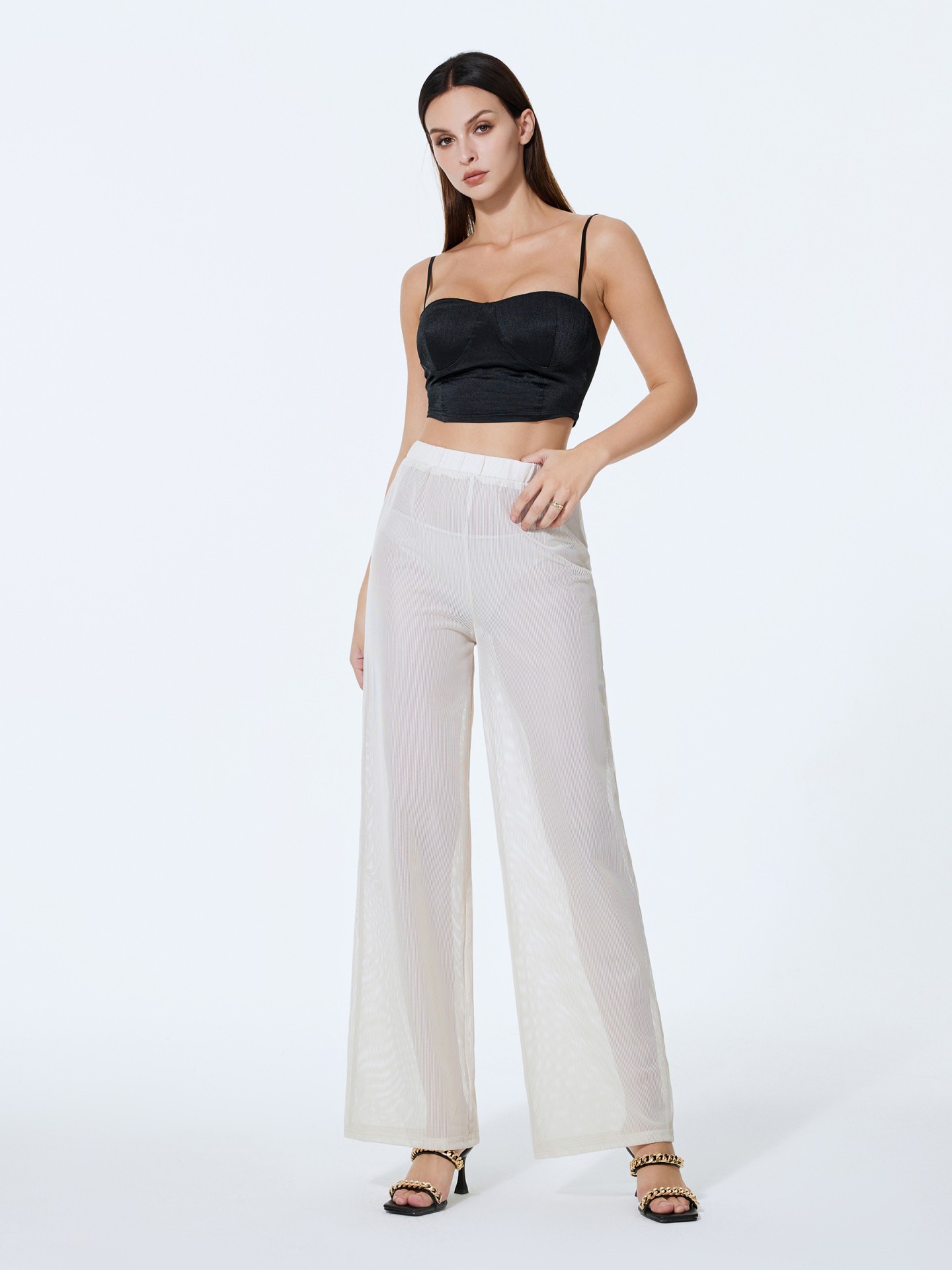 Sheer wide leg clearance pants