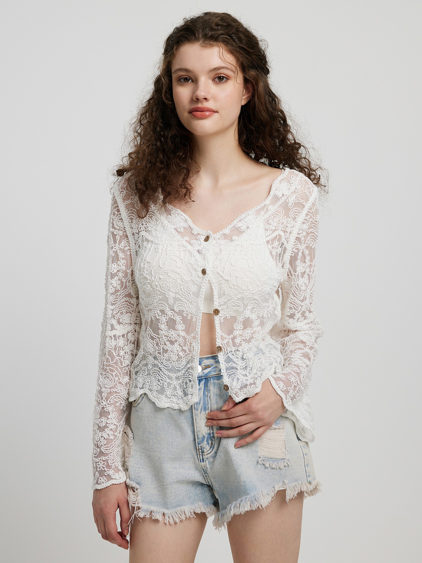 Lace cardigan online long