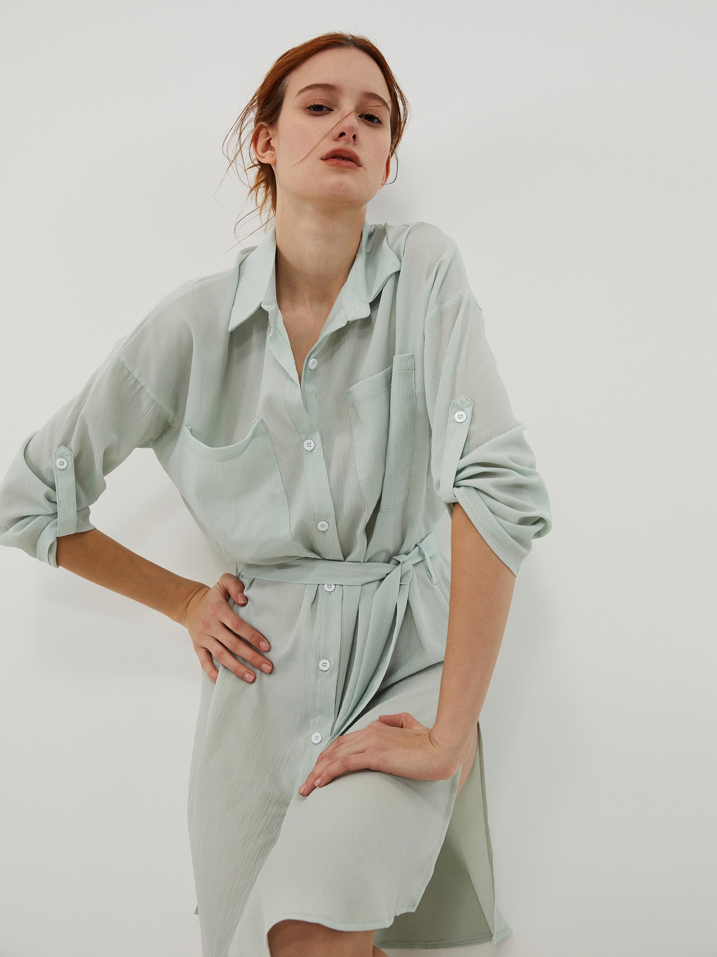 Shirt dress best sale with knot