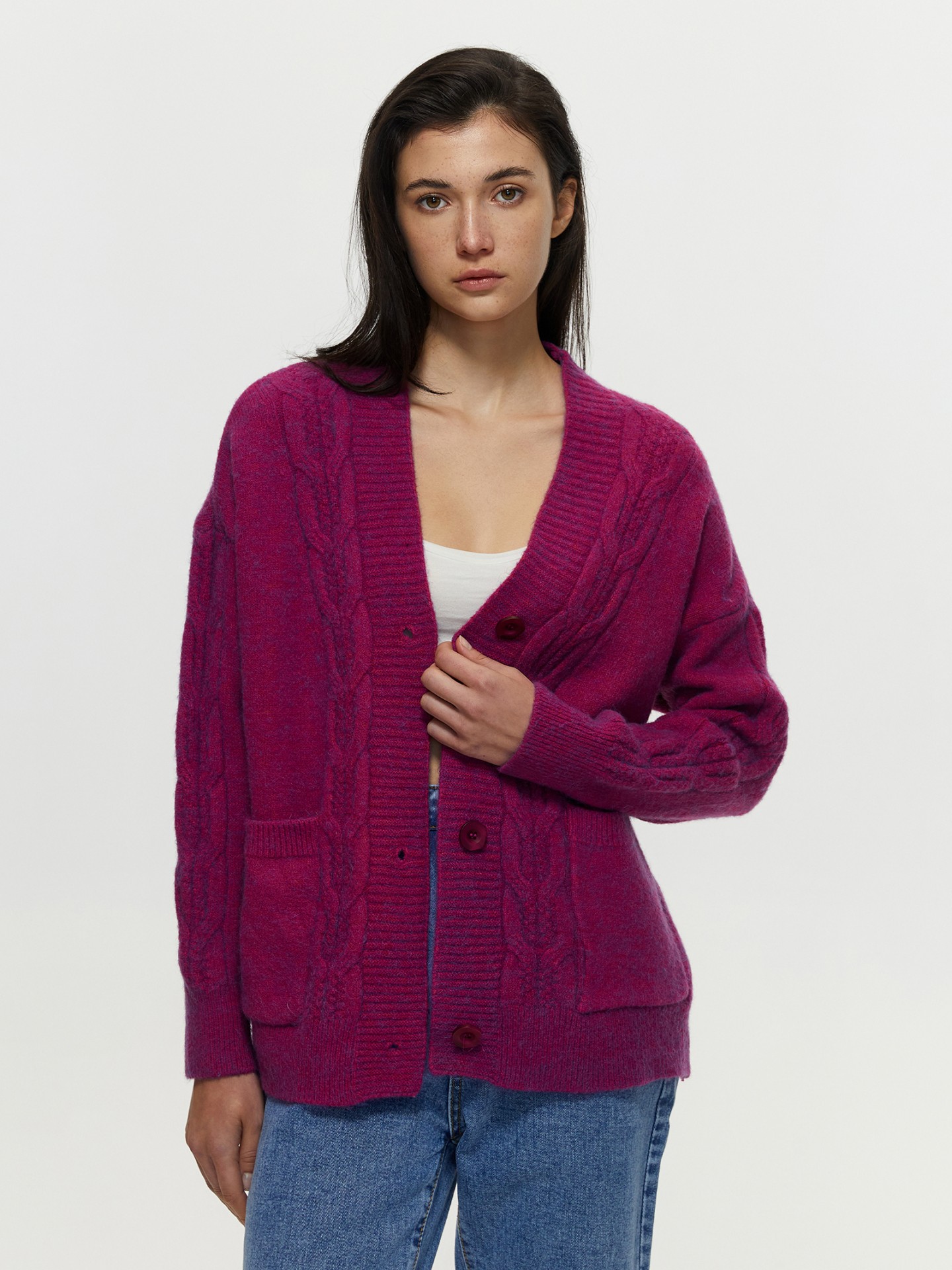 Cable-knit Cardigan With Bi-color Effect丨Urbanic | Most Favourite