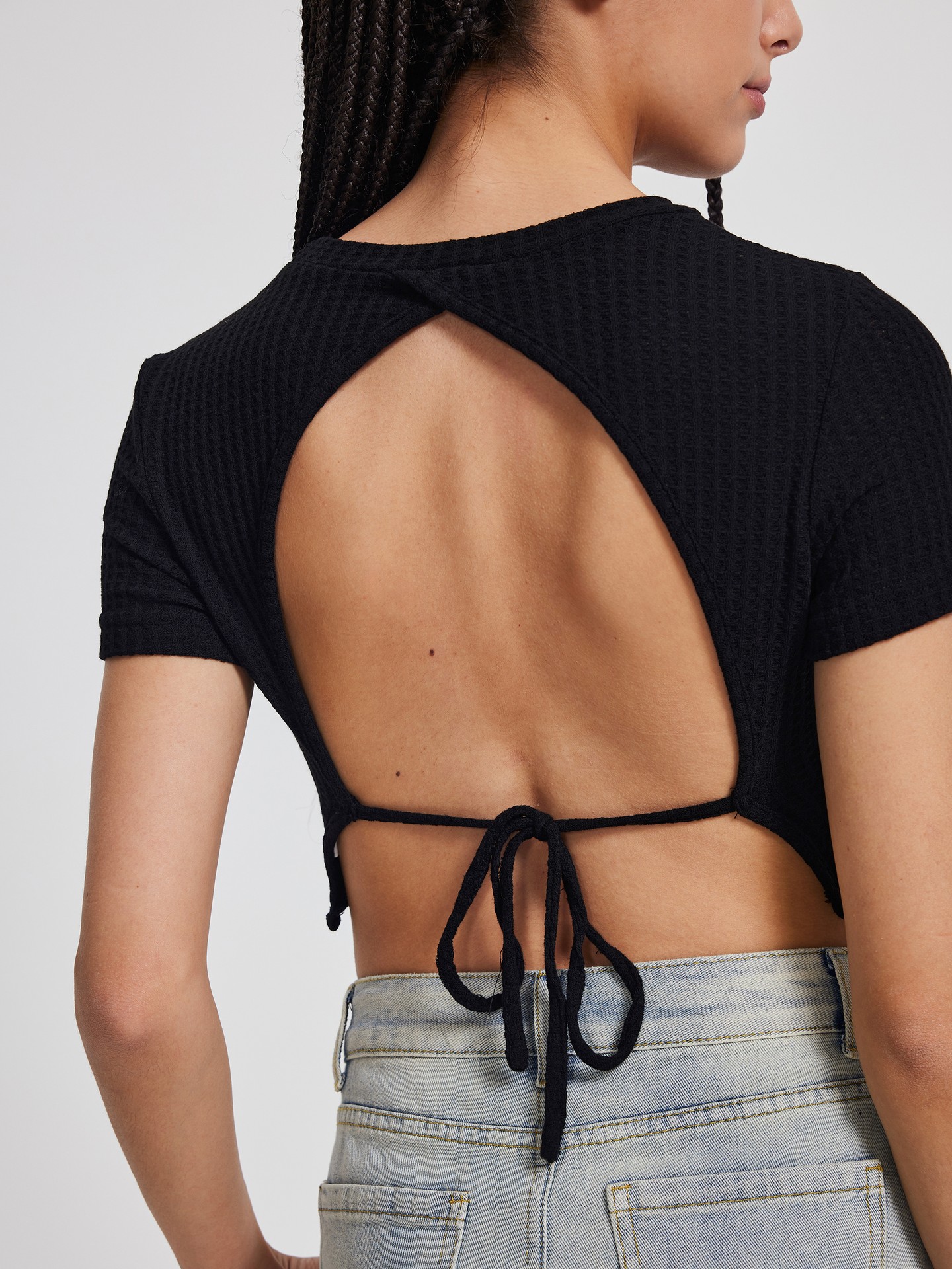 Open back clearance pullover