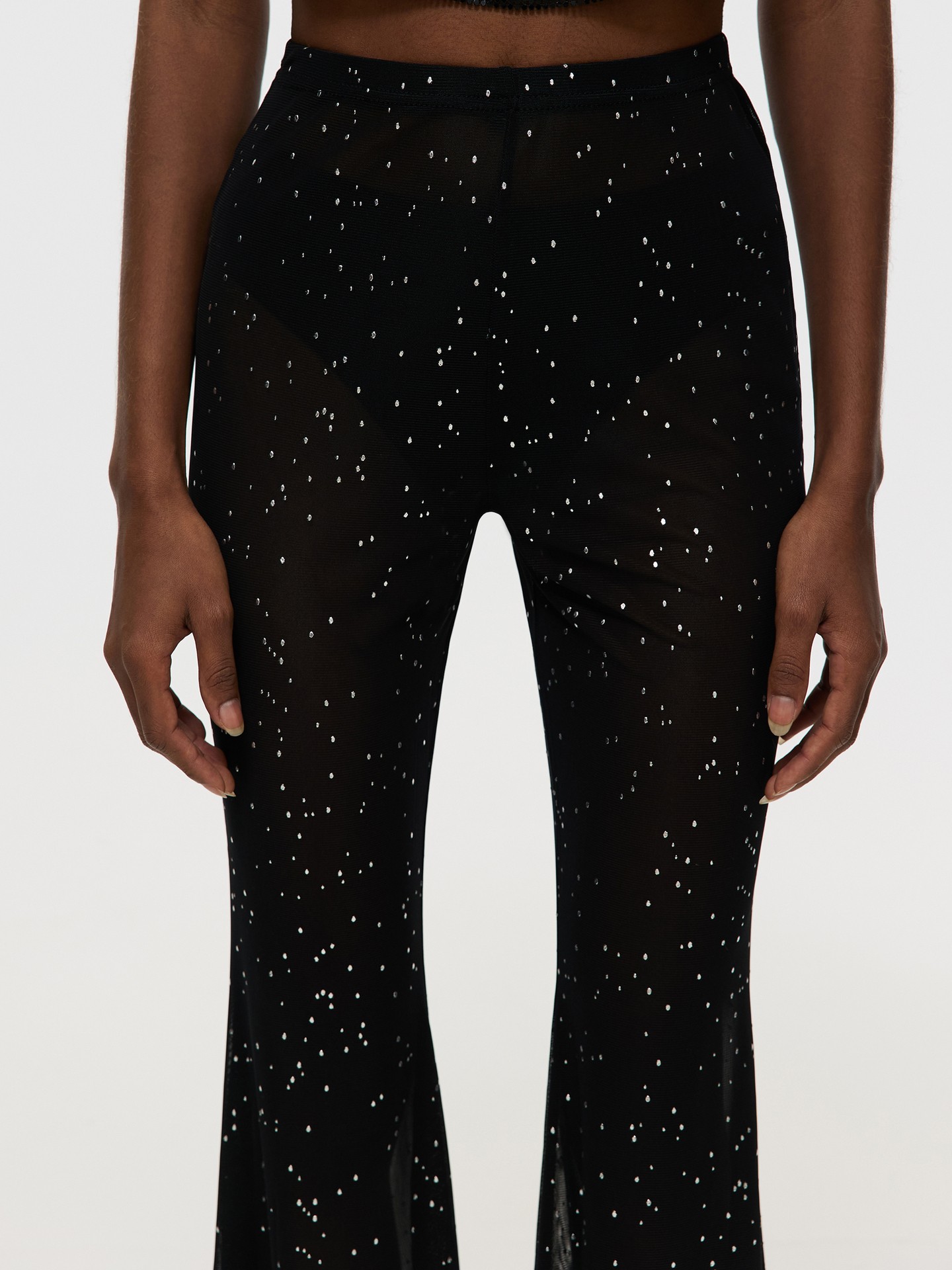 Black Sequin Flared Leggings