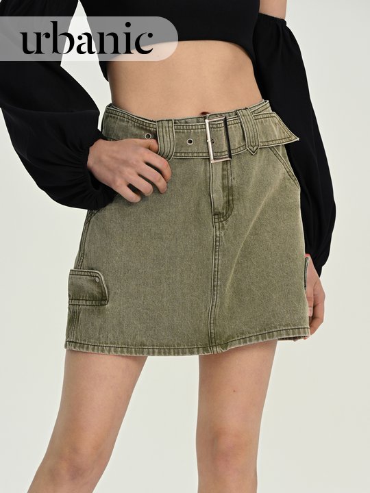 Short Denim Skirt With Belt丨Urbanic Most Favourite