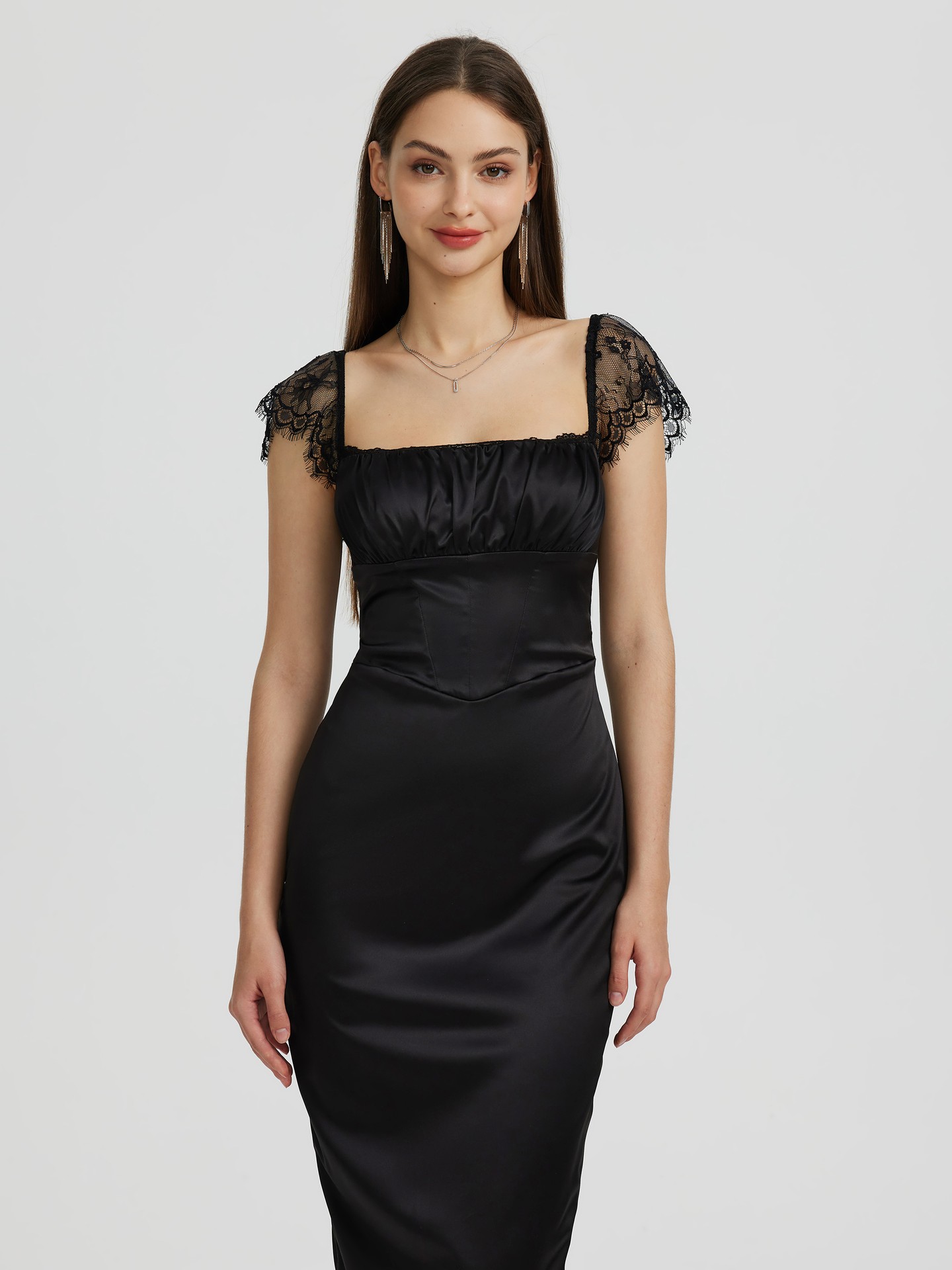 Lace-trimmed Bodycon Dress