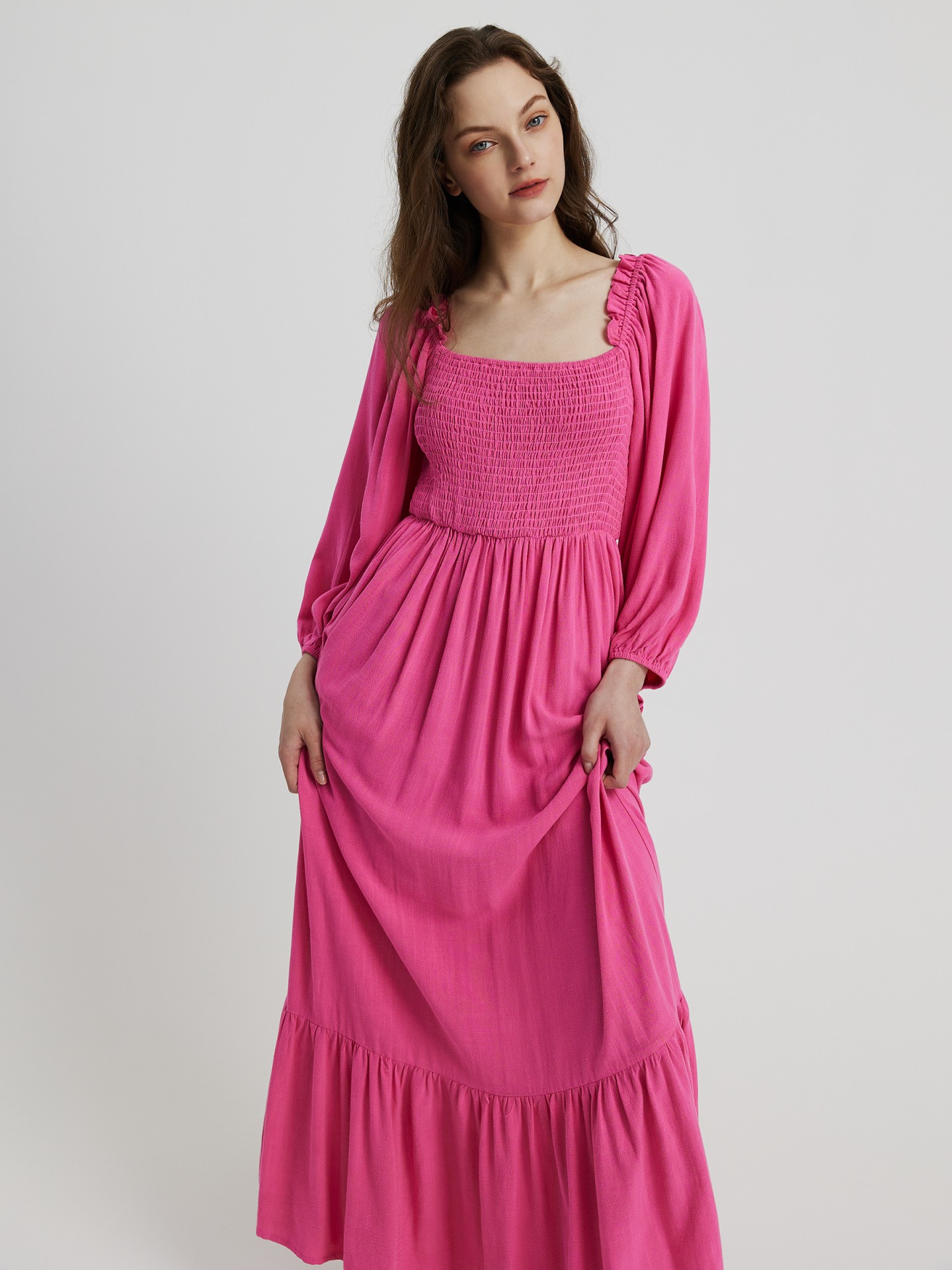 Maxi Smocked Dress With Ruffles