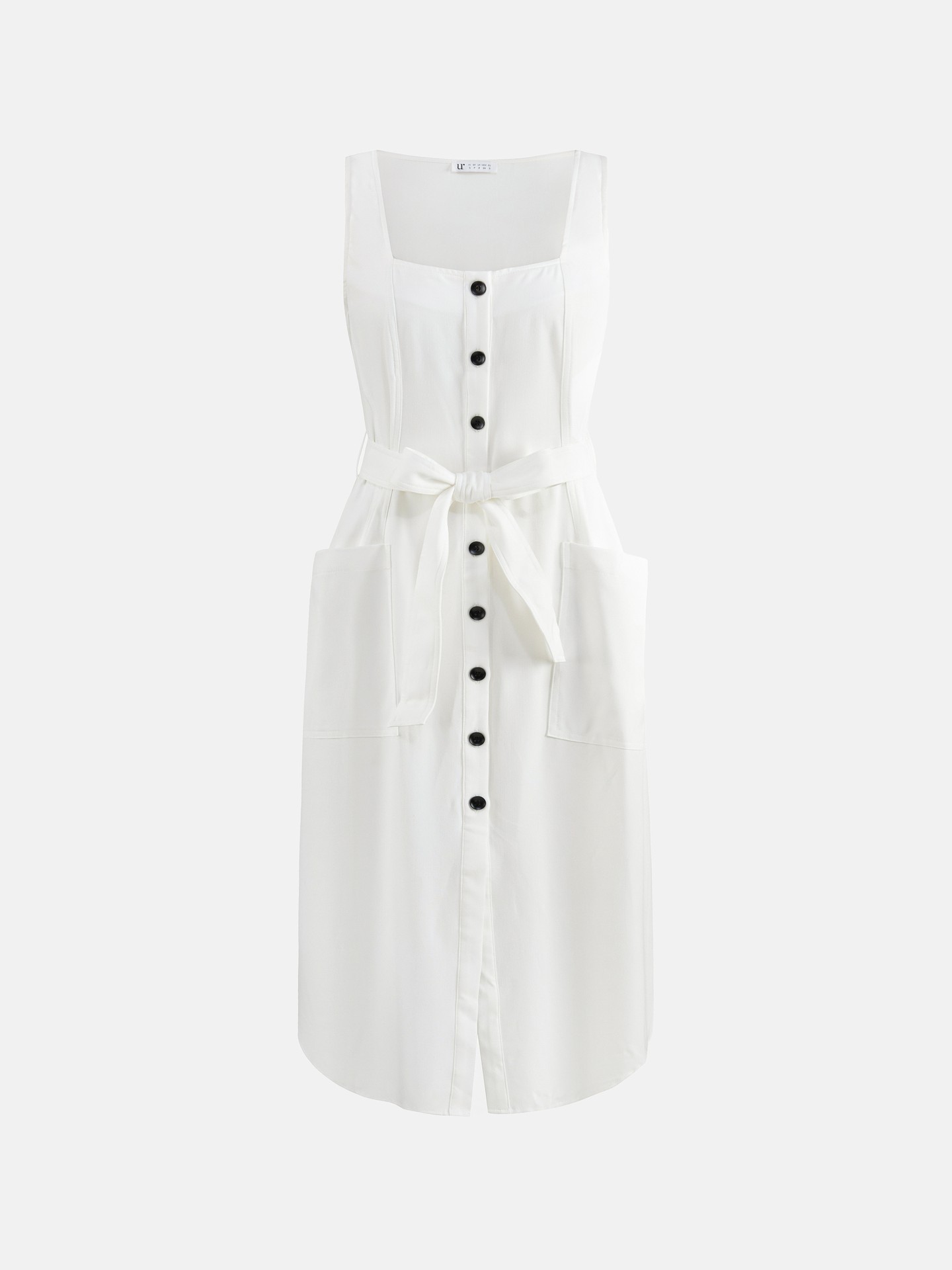 Buttoned Tank Dress with Belt