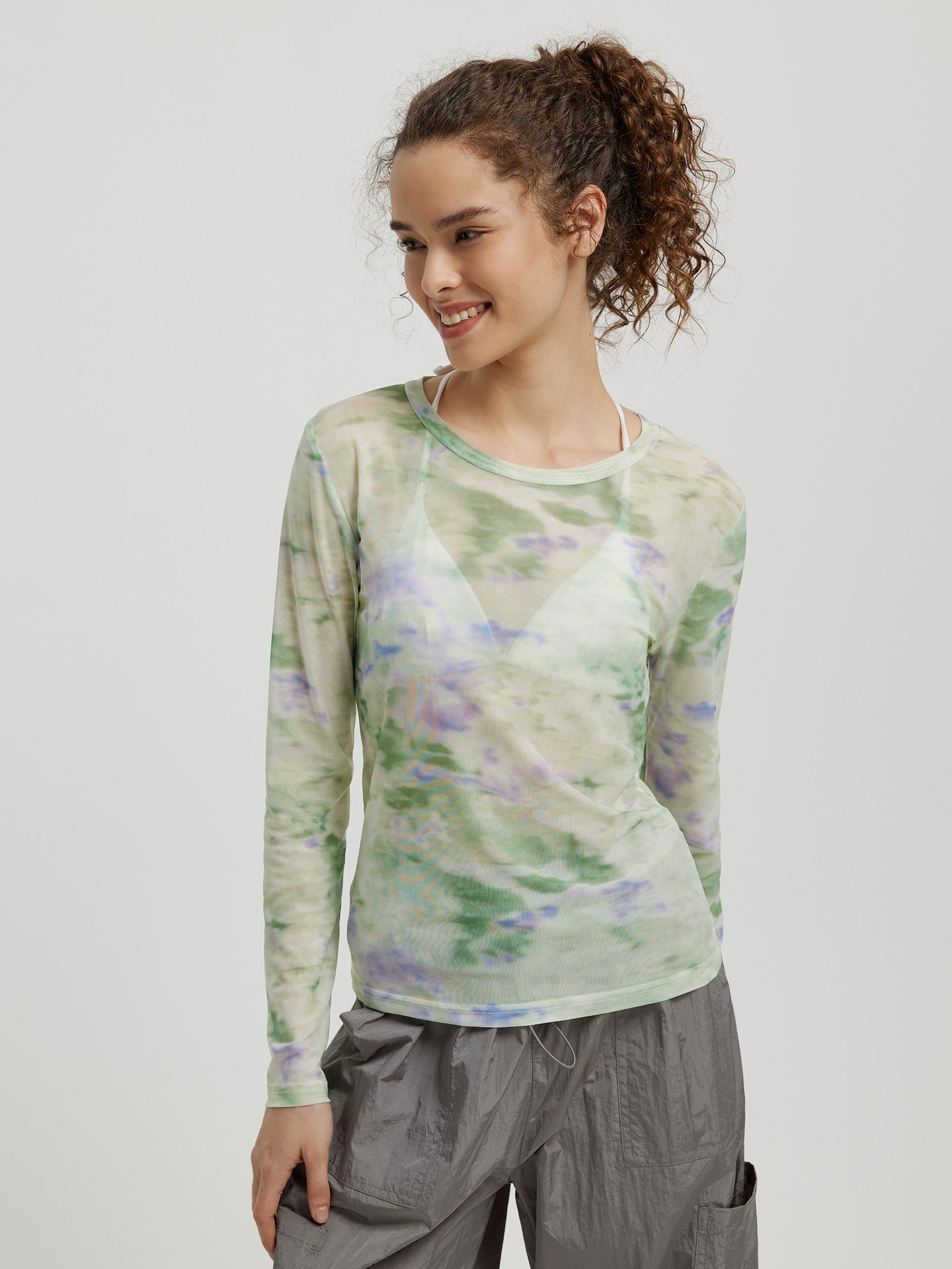 Tie dye sheer hot sale top