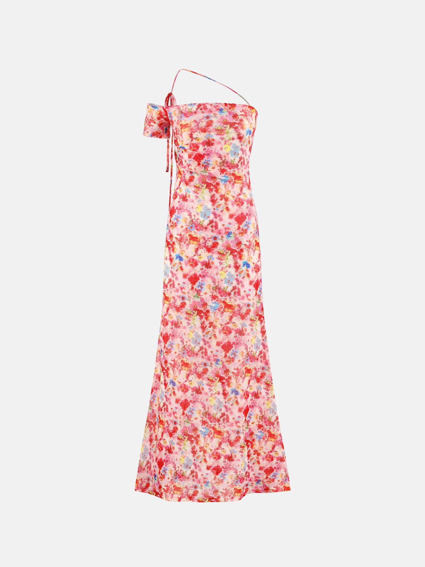 Floral Print Asymmetric Tied Bodycon Dress