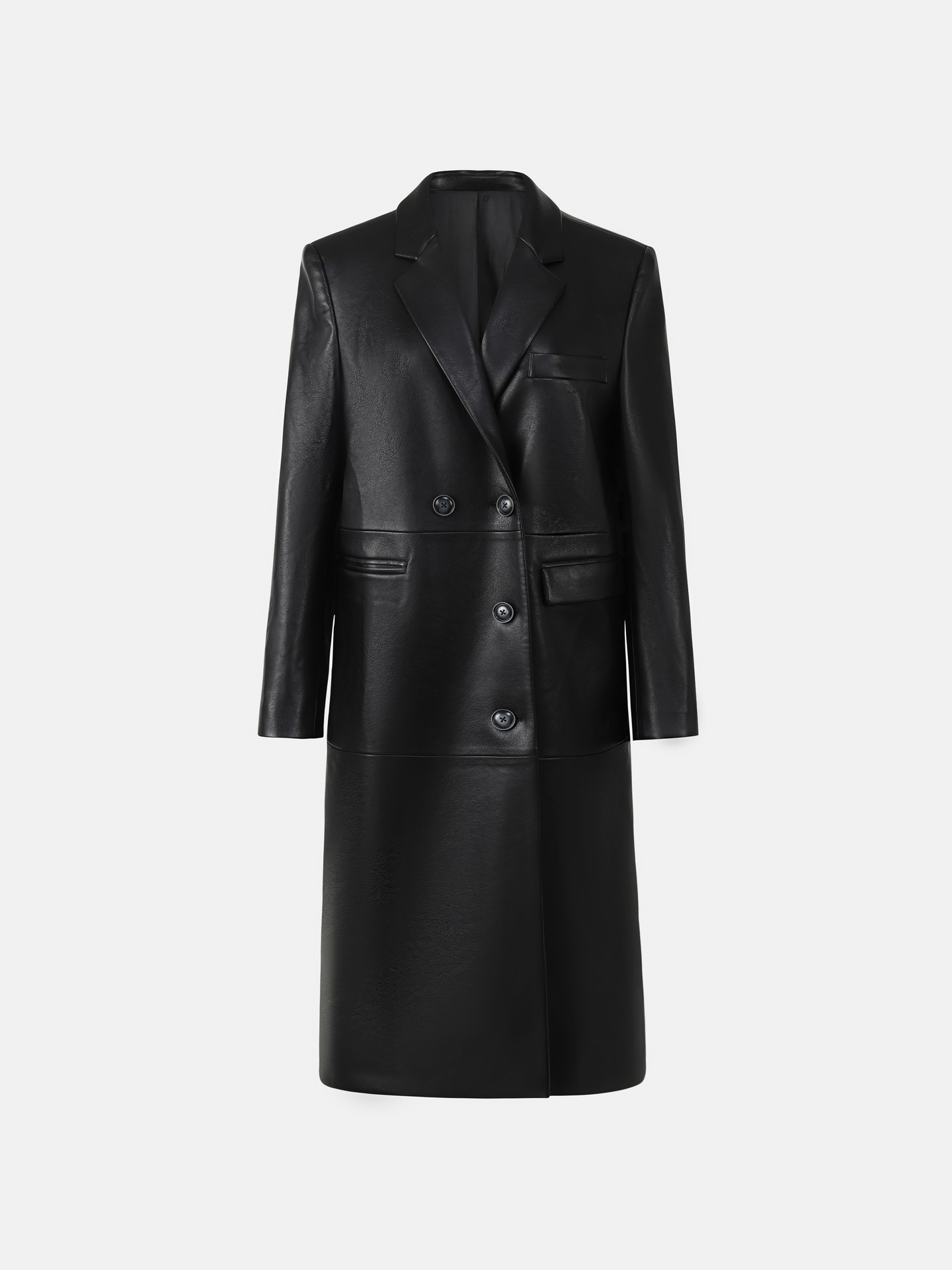 Faux Leather Trench Coat