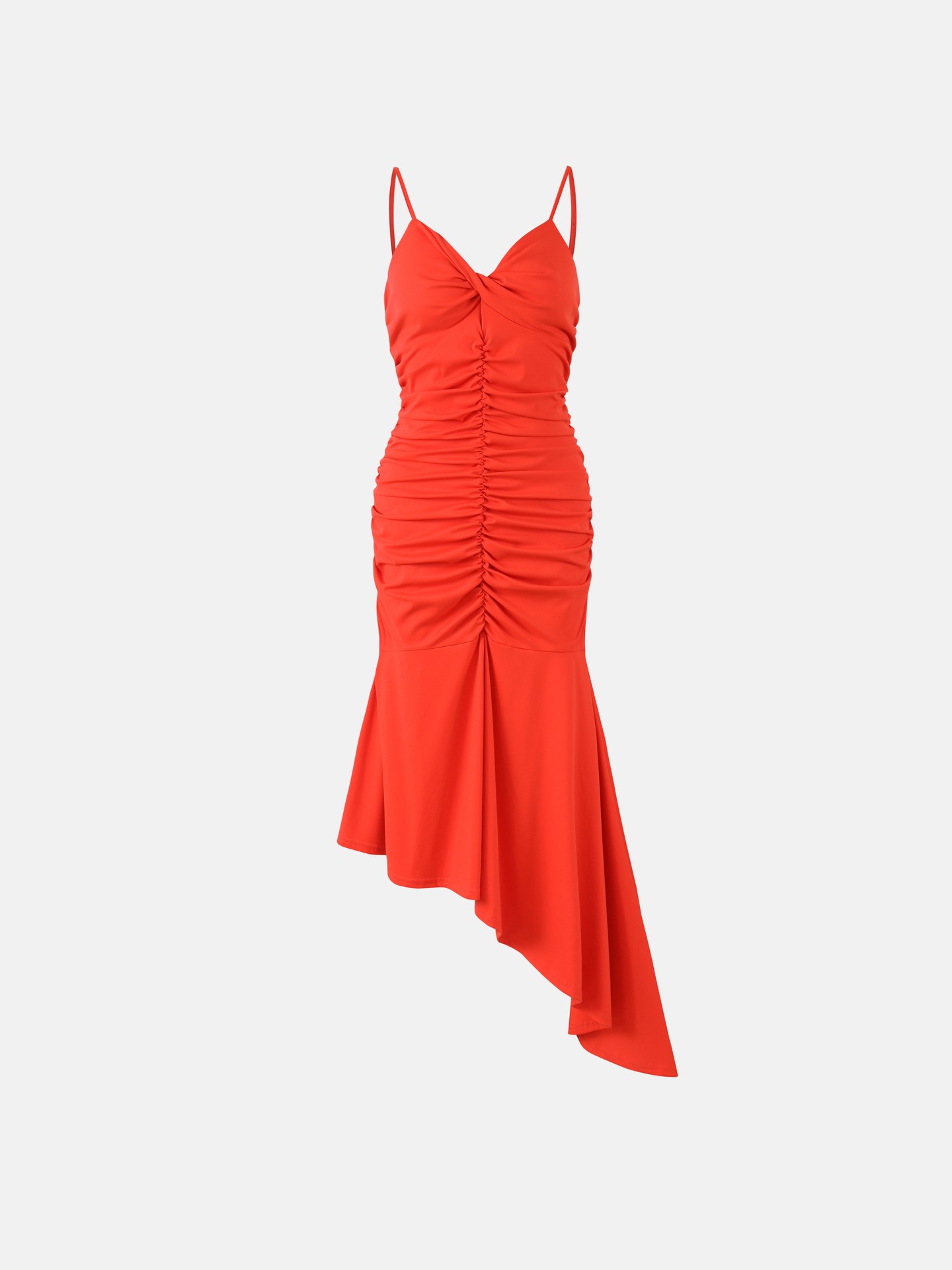 Asymmetric Gathered Bodycon Dress