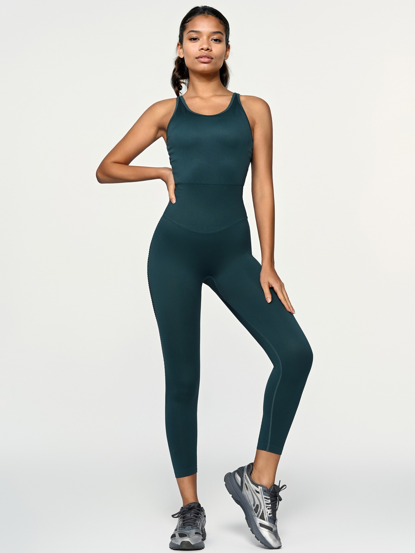 Criss Cross Back Jumpsuit – Grey Suede