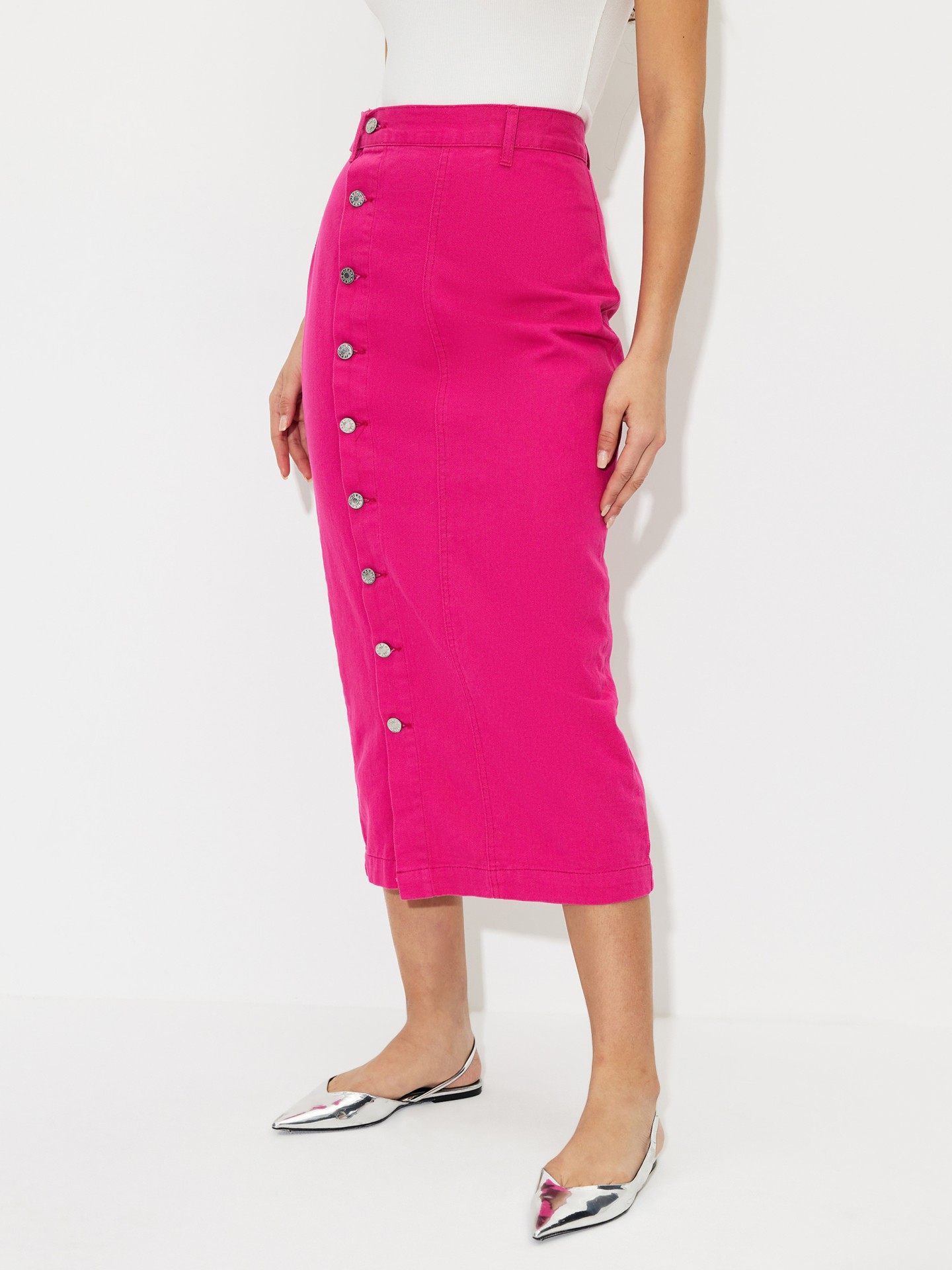 Hot pink hotsell denim pencil skirt