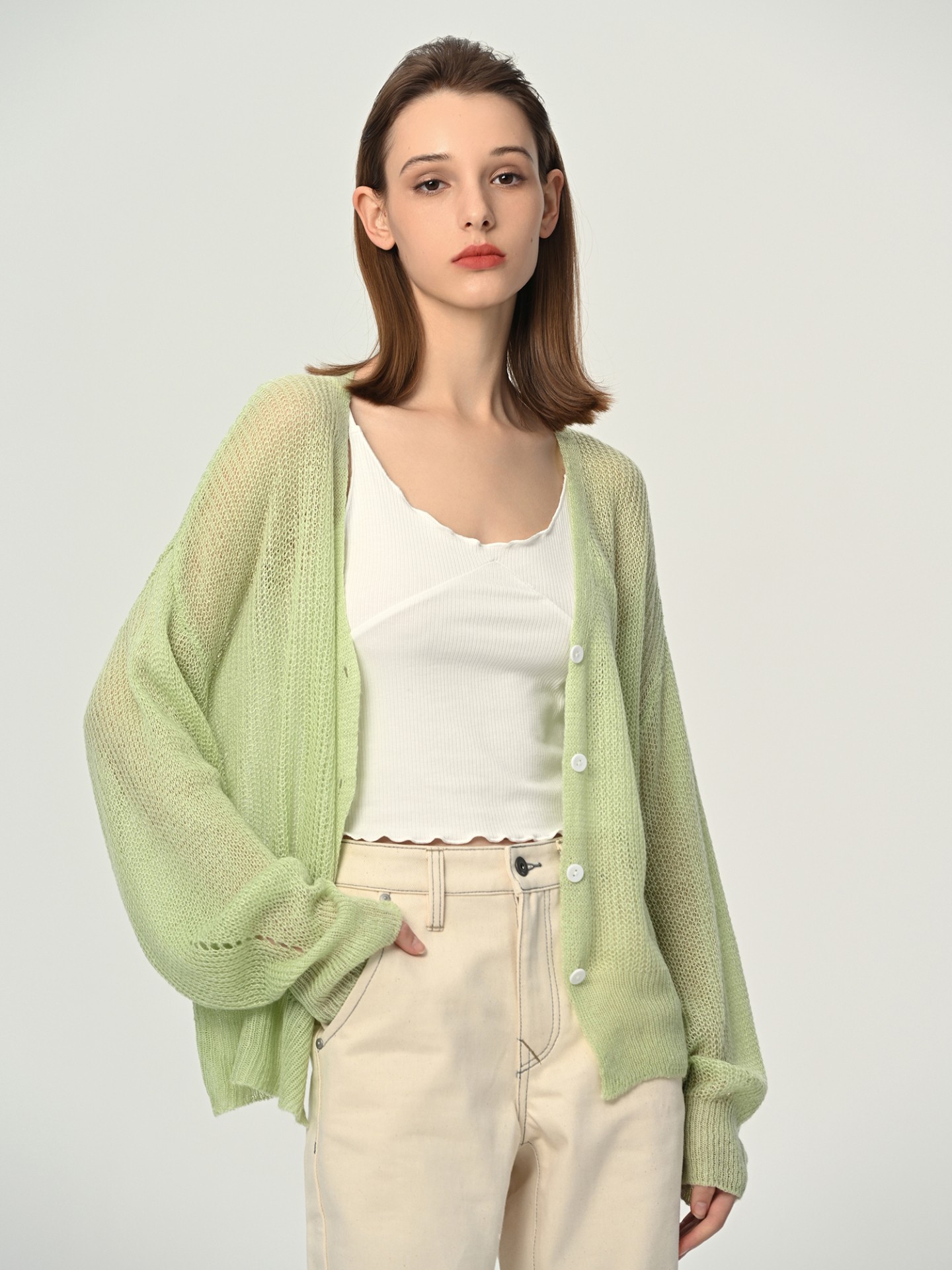 Sheer knit cardigan store