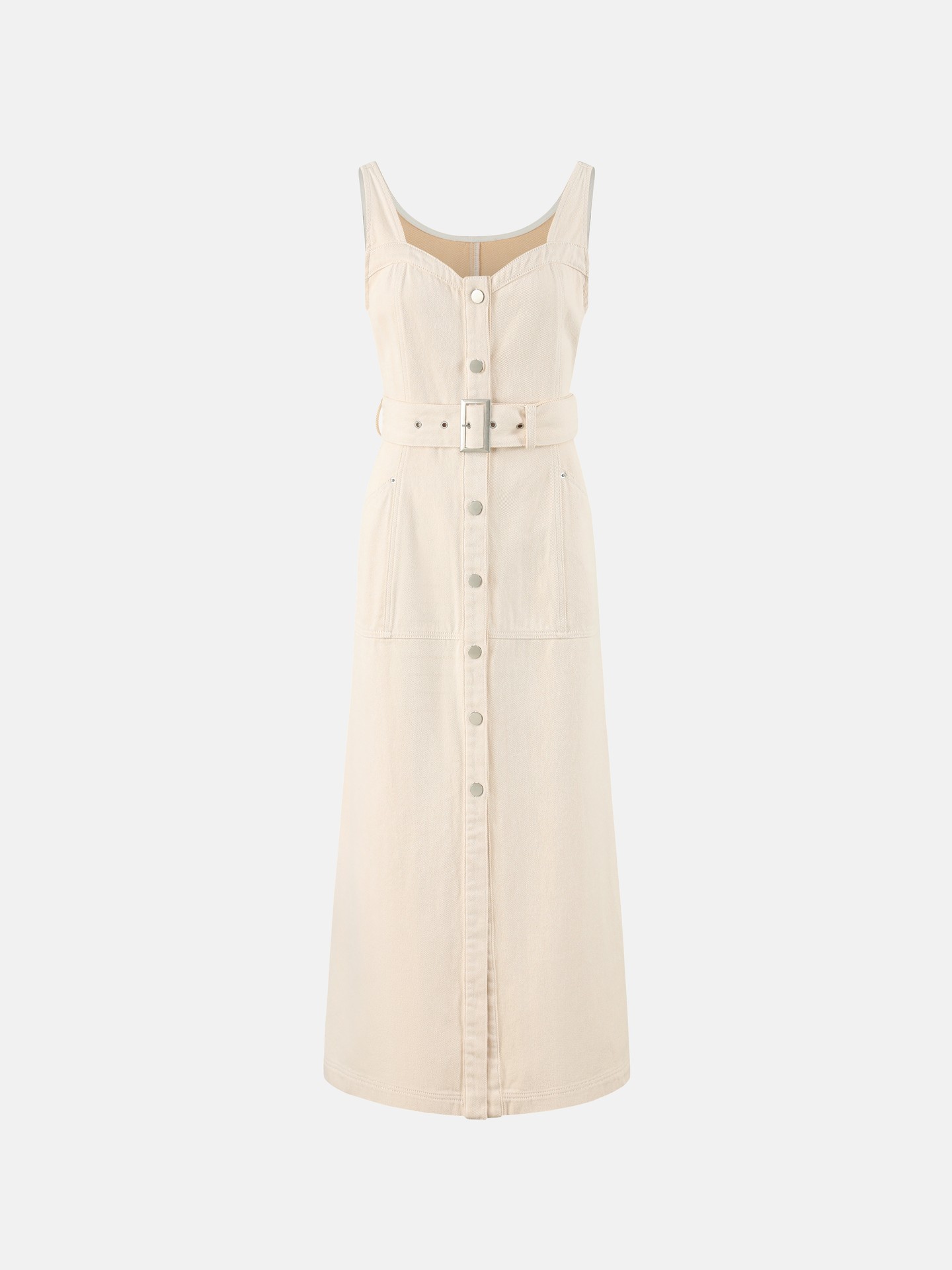 Buttoned Denim Tank Dress