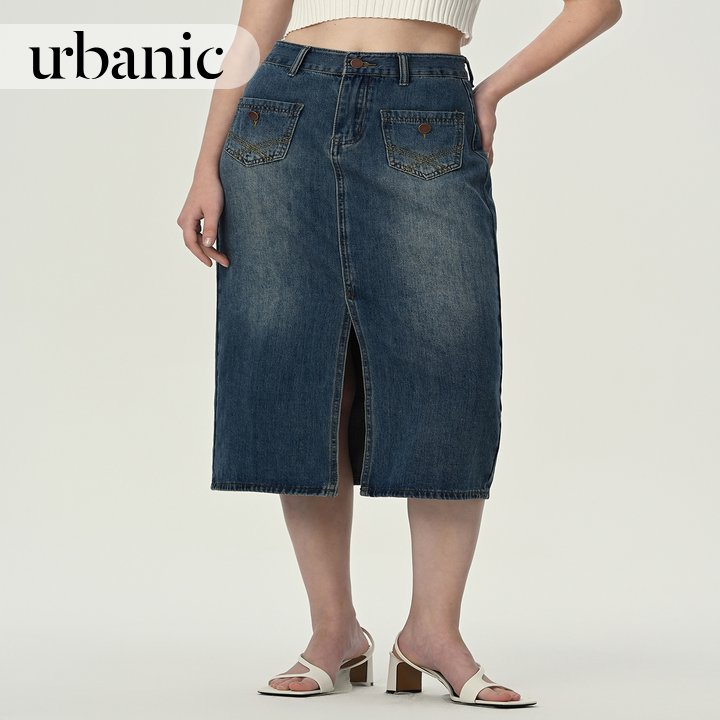 Pocketed Straight Denim Skirt丨Urbanic Most Favourite